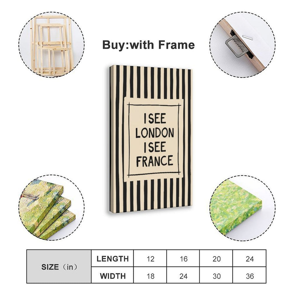 bold black-and-cream striped typography in black, cream tones — Wrapped Canvas SIZE_GUIDE