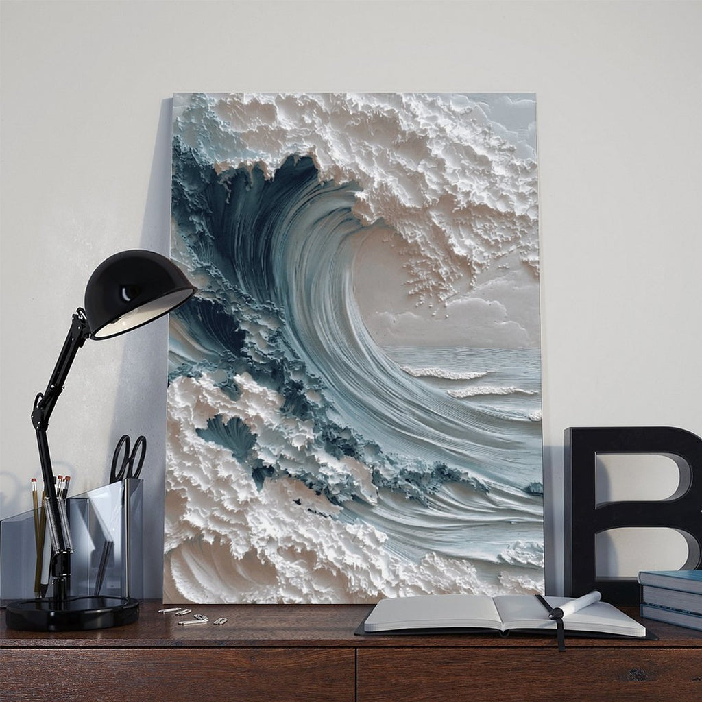 curling ocean wave in seascape art style — Wrapped Canvas SCENE_06