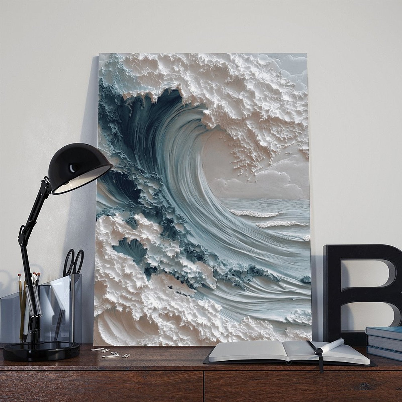 curling ocean wave in seascape art style — Wrapped Canvas SCENE_06