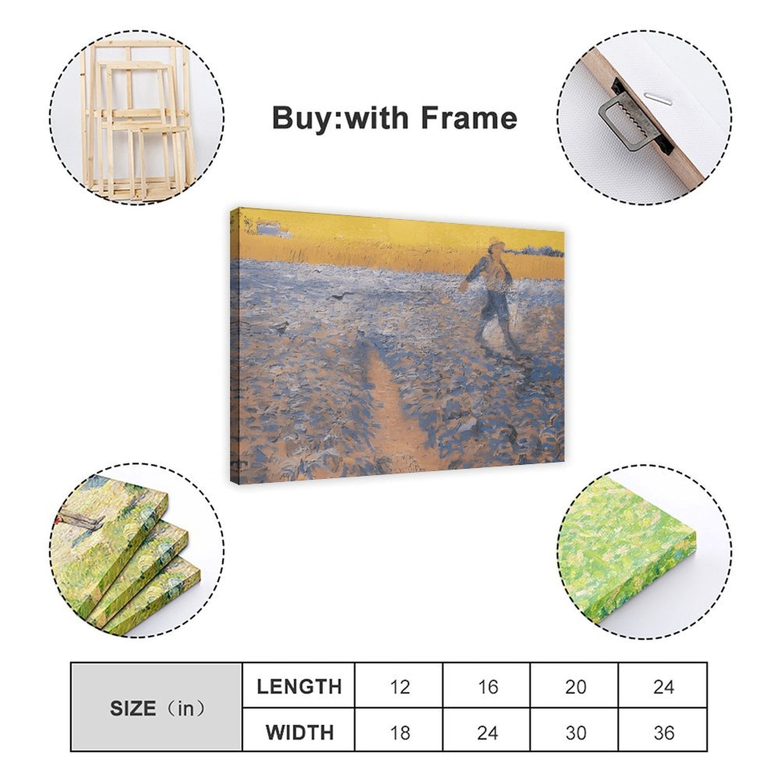 solitary person walking through a blue and gold field in expressive landscape painting style — Wrapped Canvas SIZE_GUIDE