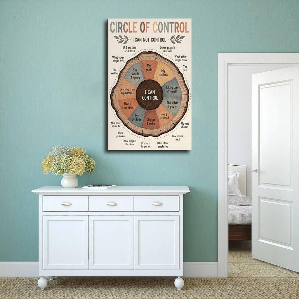 Circle of Control self-reflection infographic in infographic design style — Wrapped Canvas SCENE_02