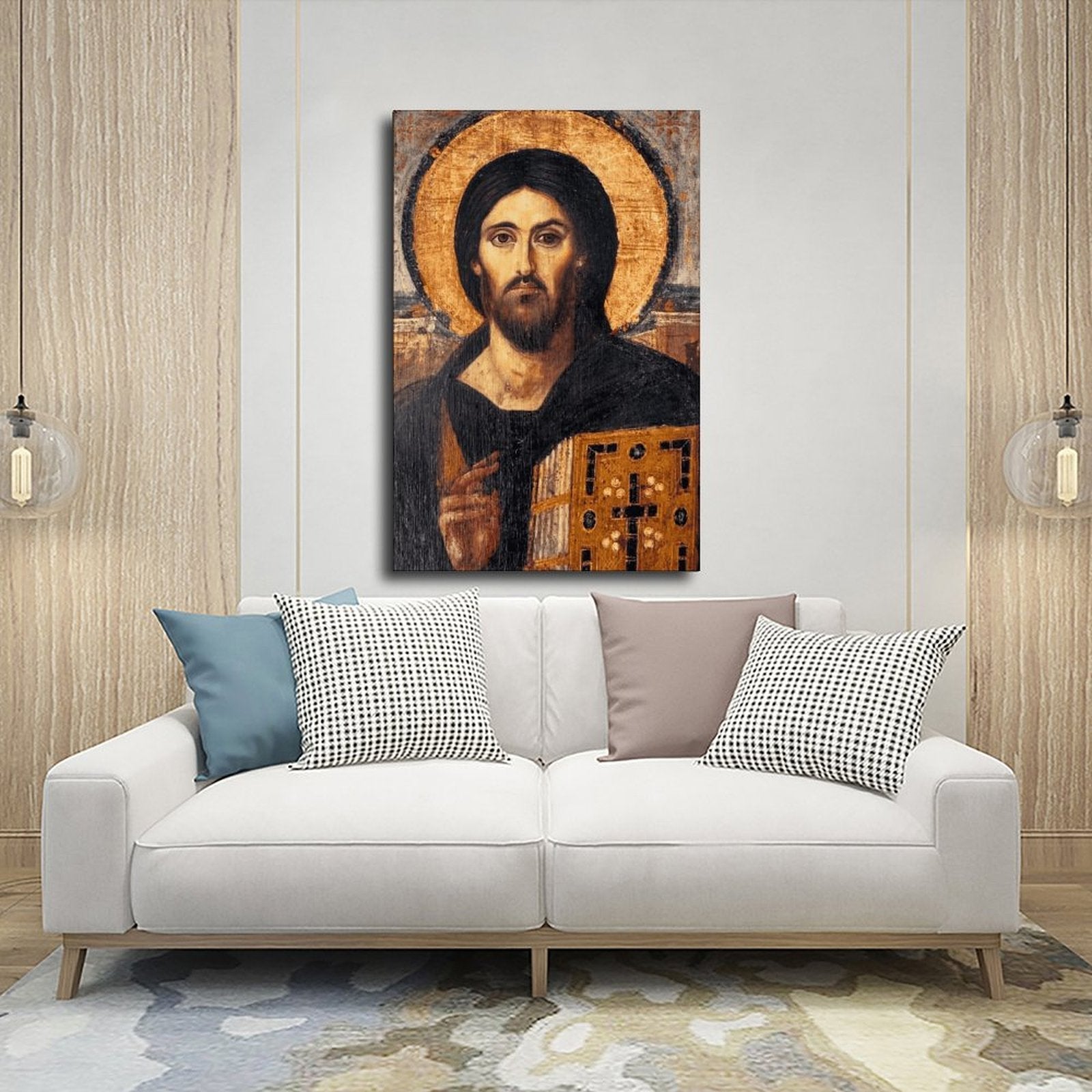 sacred christ icon christian — Wrapped Canvas SCENE_03