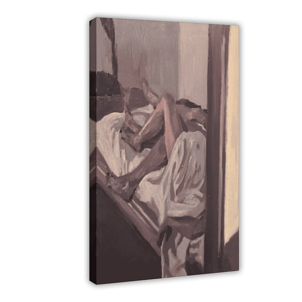 abstract seated figure in muted brown tones in abstract figurative art style — Wrapped Canvas HERO