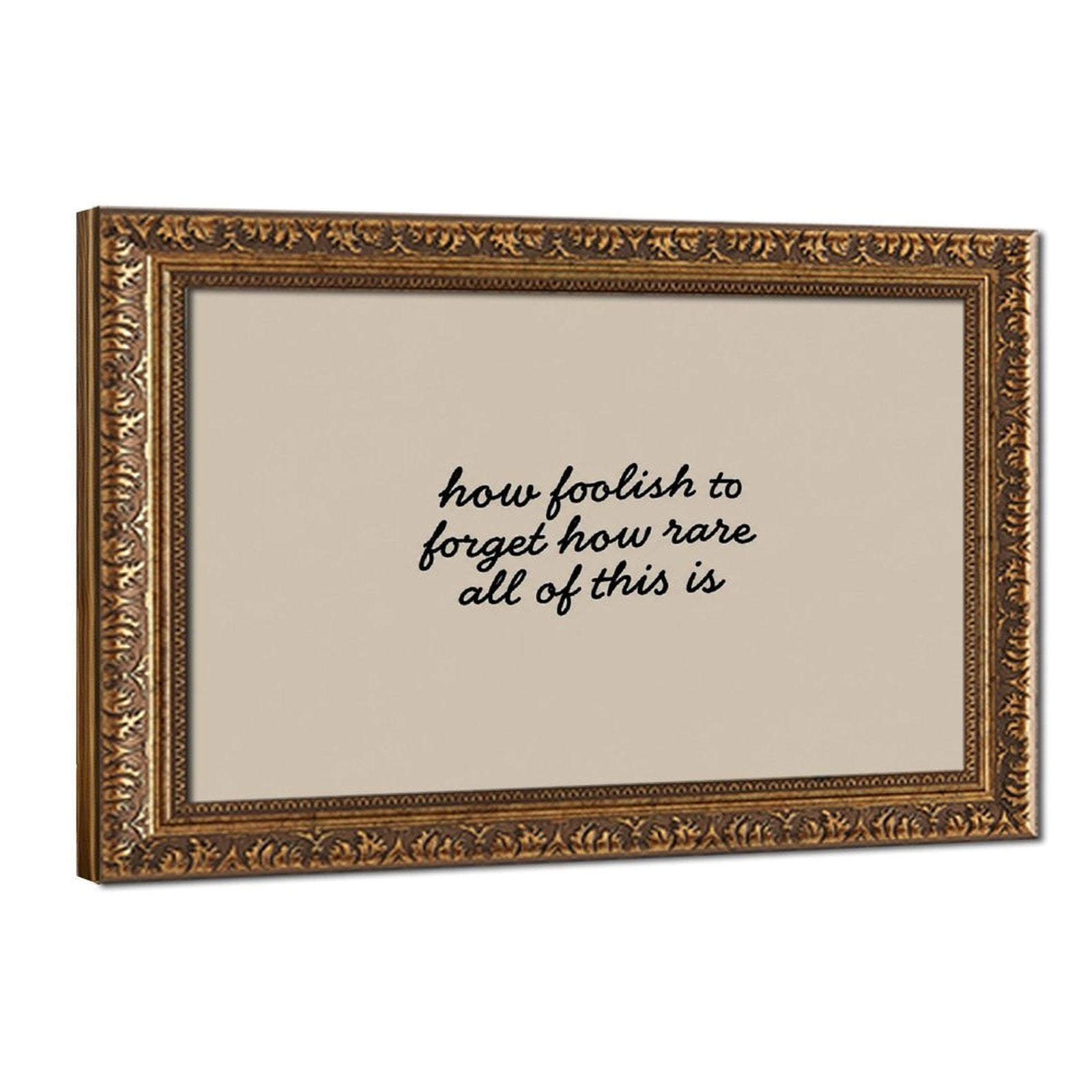 handwritten reflective quote on a warm neutral field in black, warm cream tones — Vintage Gold Frame HERO