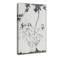 classical human figures beneath trees in classical line art style — Wrapped Canvas HERO
