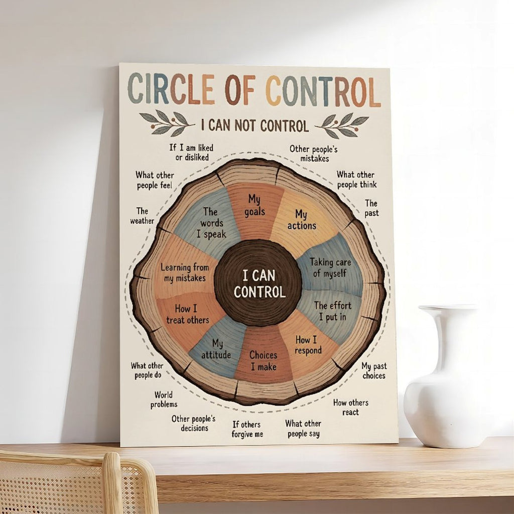 Circle of Control self-reflection infographic in infographic design style — Wrapped Canvas SCENE_05