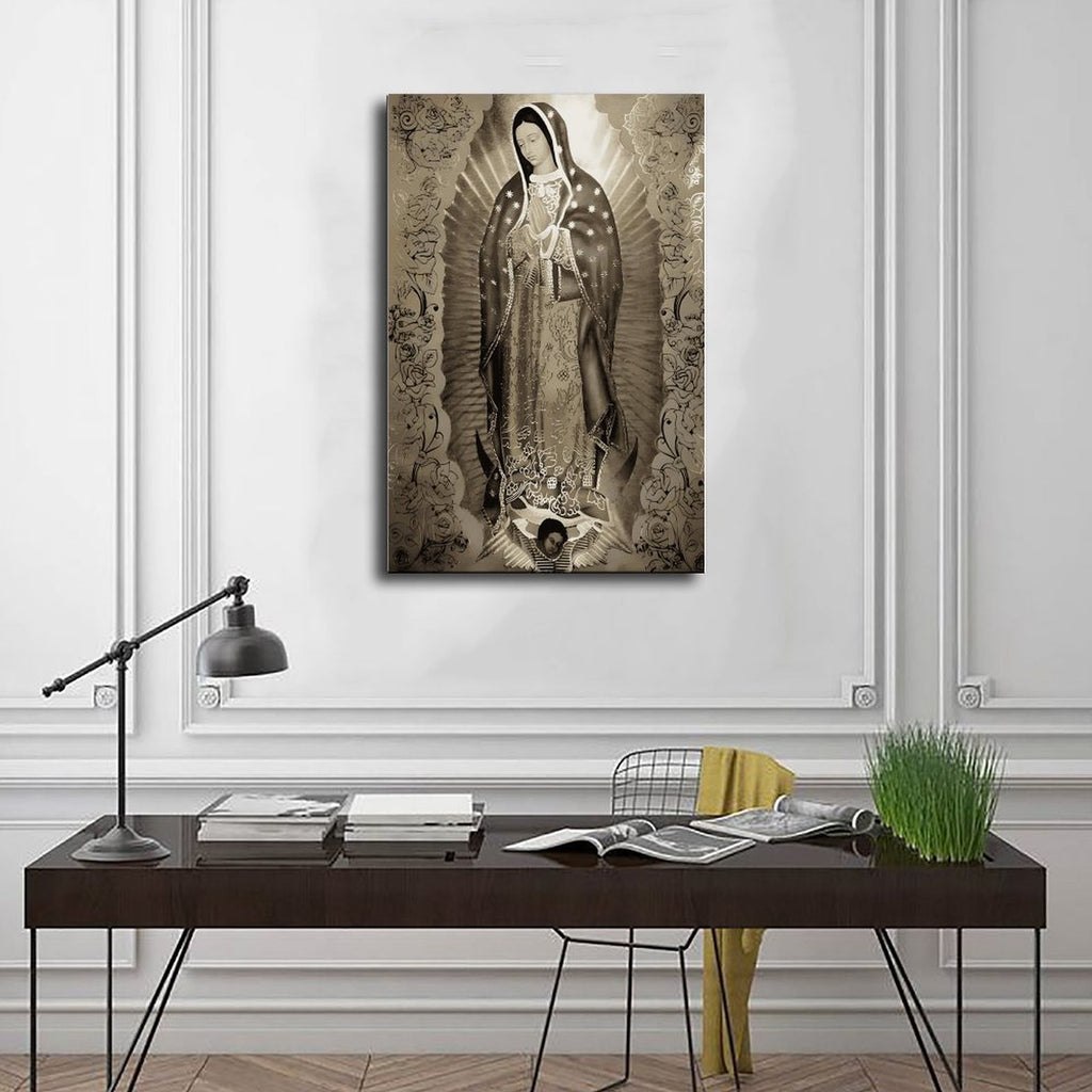 Our Lady of Guadalupe devotional figure in devotional art style — Wrapped Canvas SCENE_01
