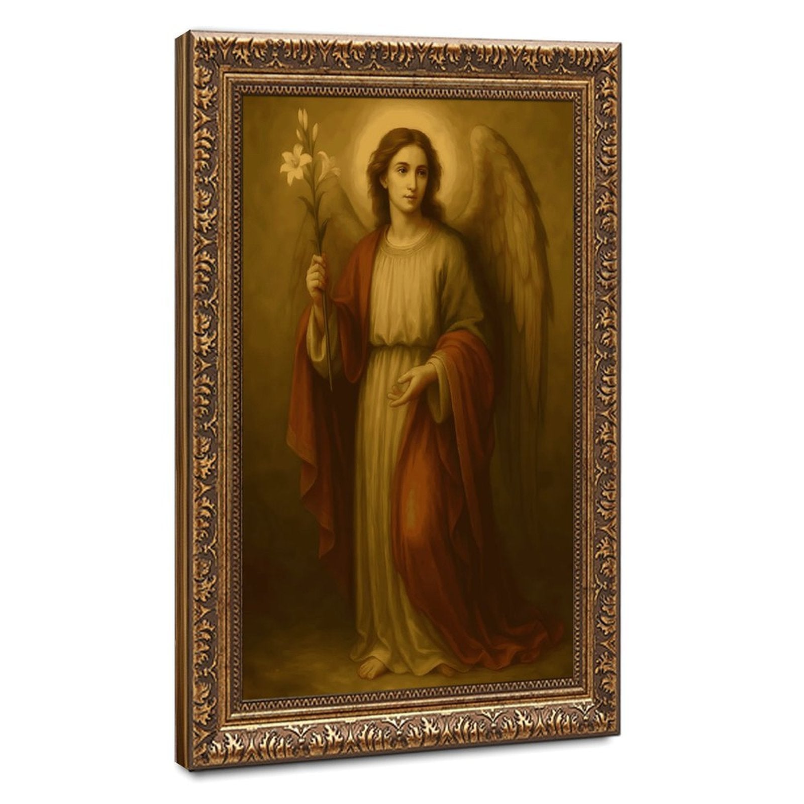 Golden Robed Saint Christian portrait canvas wall art — Vintage Gold Frame HERO
