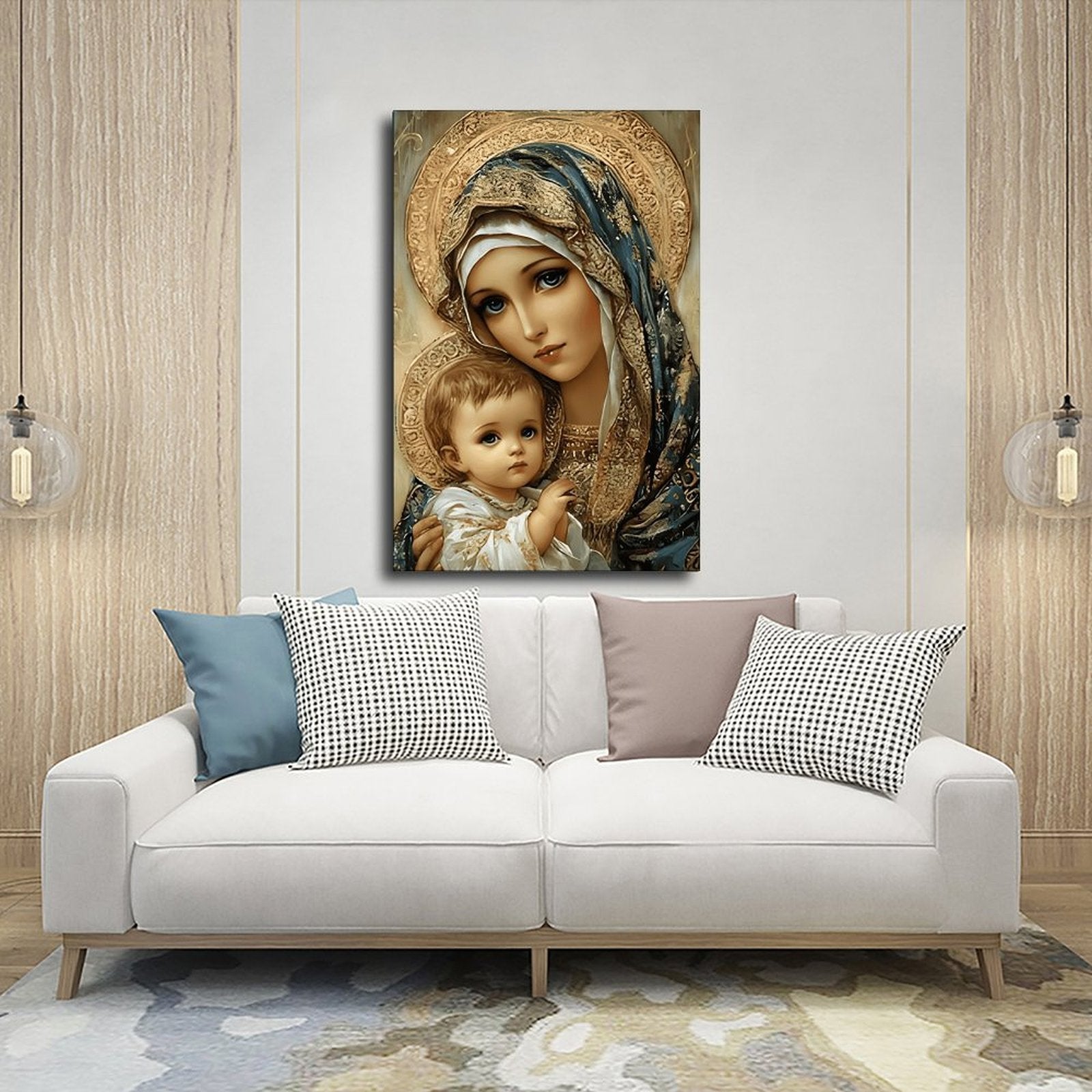 madonna with child devotional christian — Wrapped Canvas SCENE_03