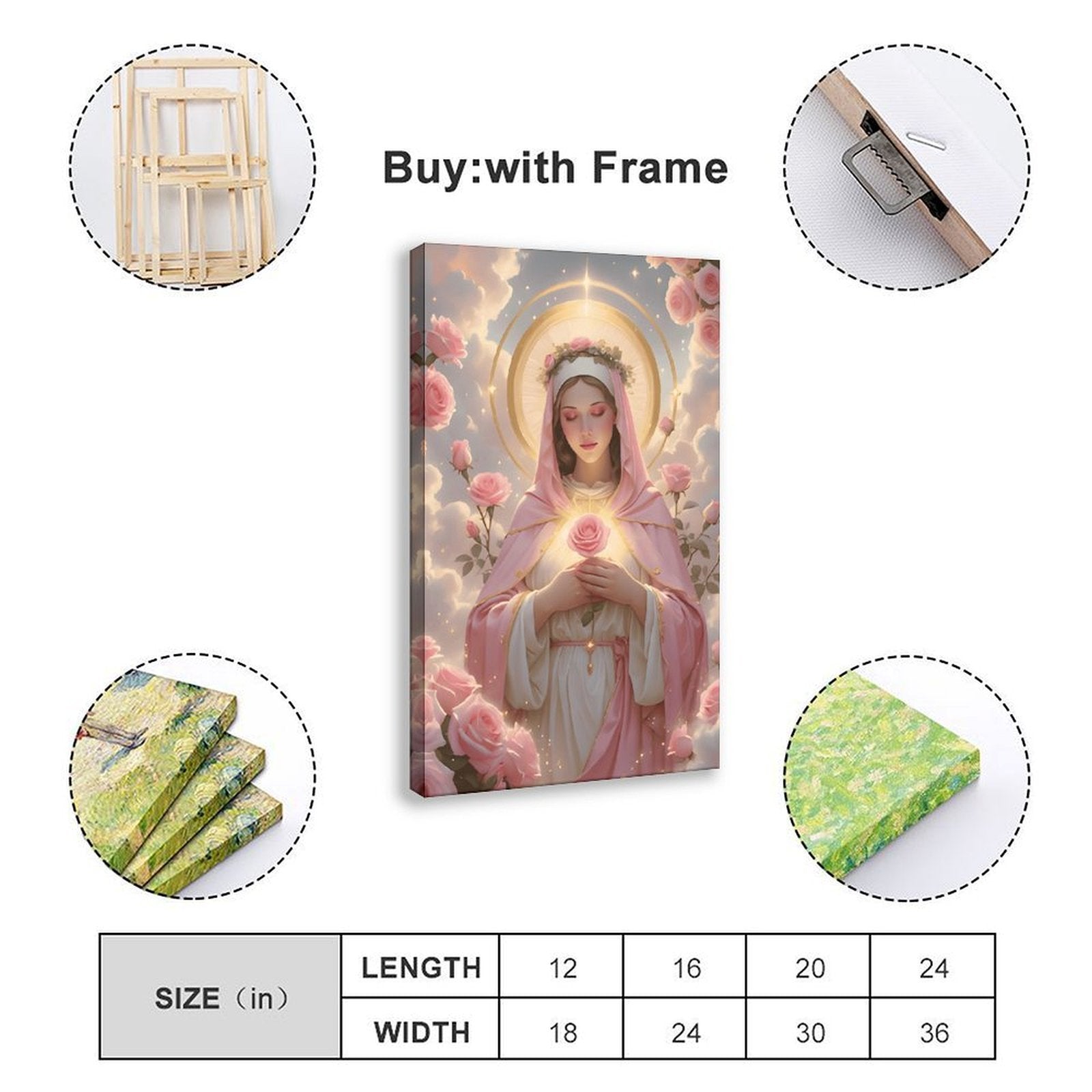 immaculate heart madonna christian — Wrapped Canvas SIZE_GUIDE