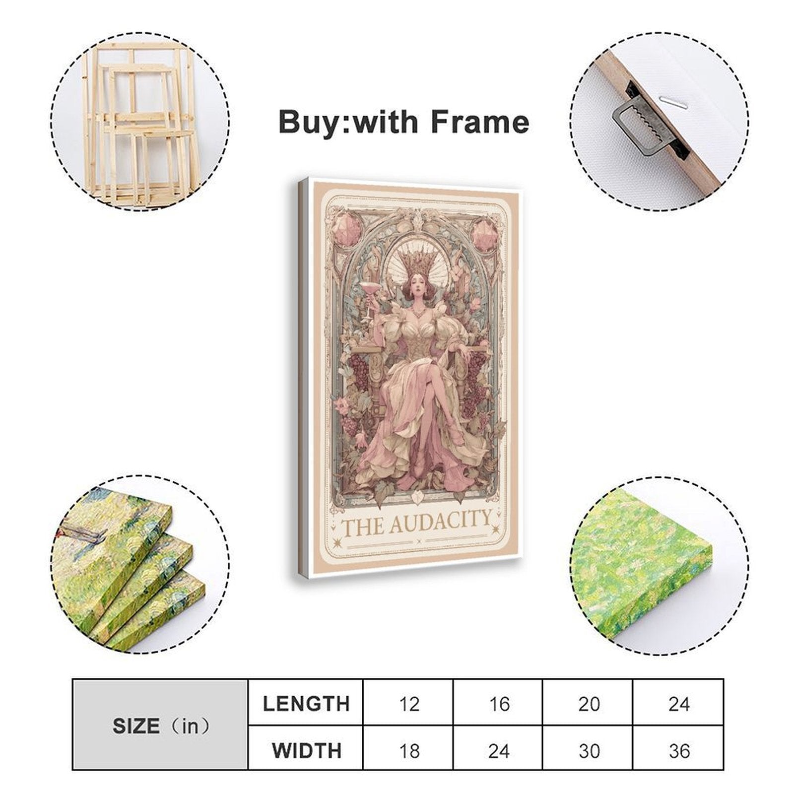 ornate crowned woman seated on a throne in art nouveau-inspired illustration style — Wrapped Canvas SIZE_GUIDE