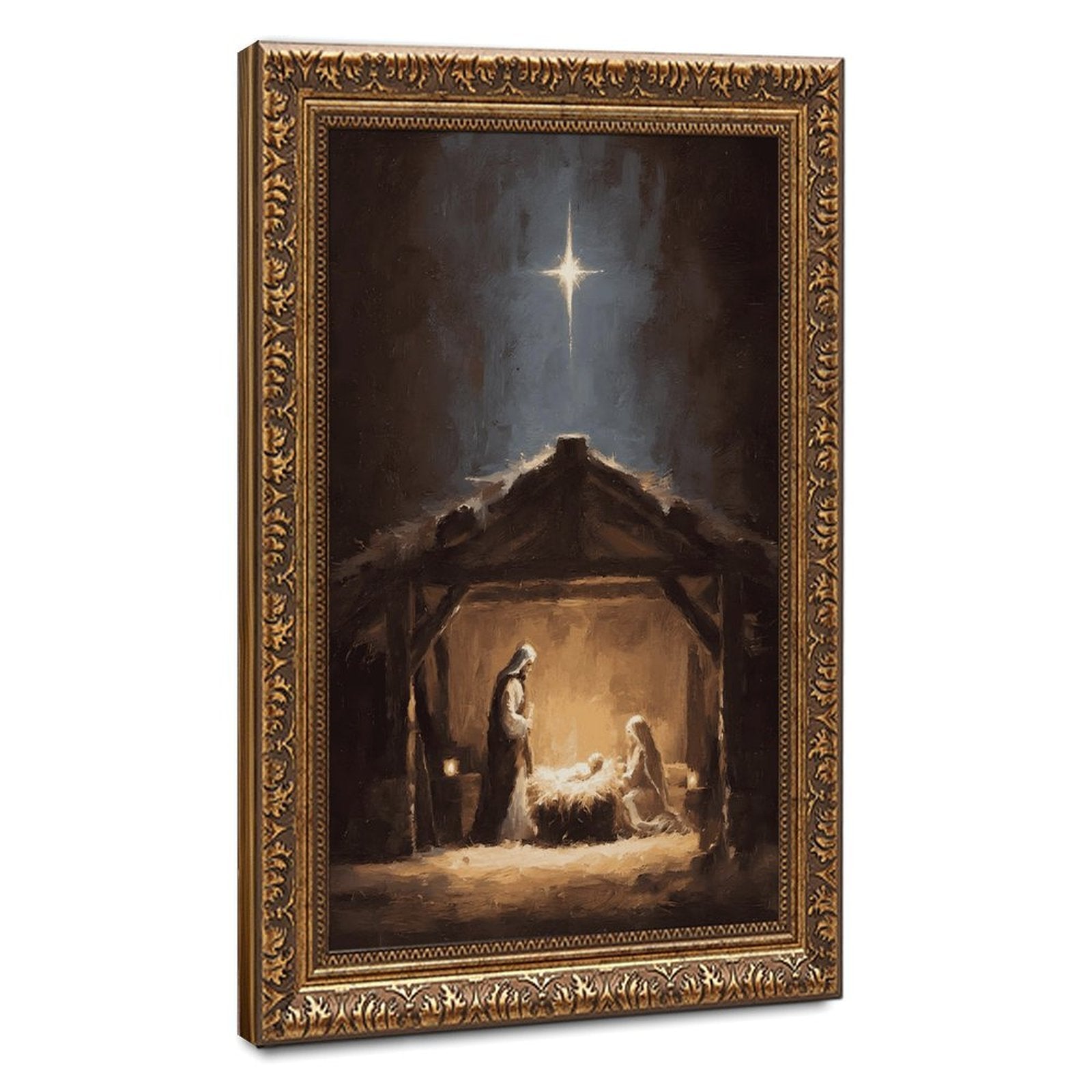 nativity manger holy night christian — Vintage Gold Frame HERO