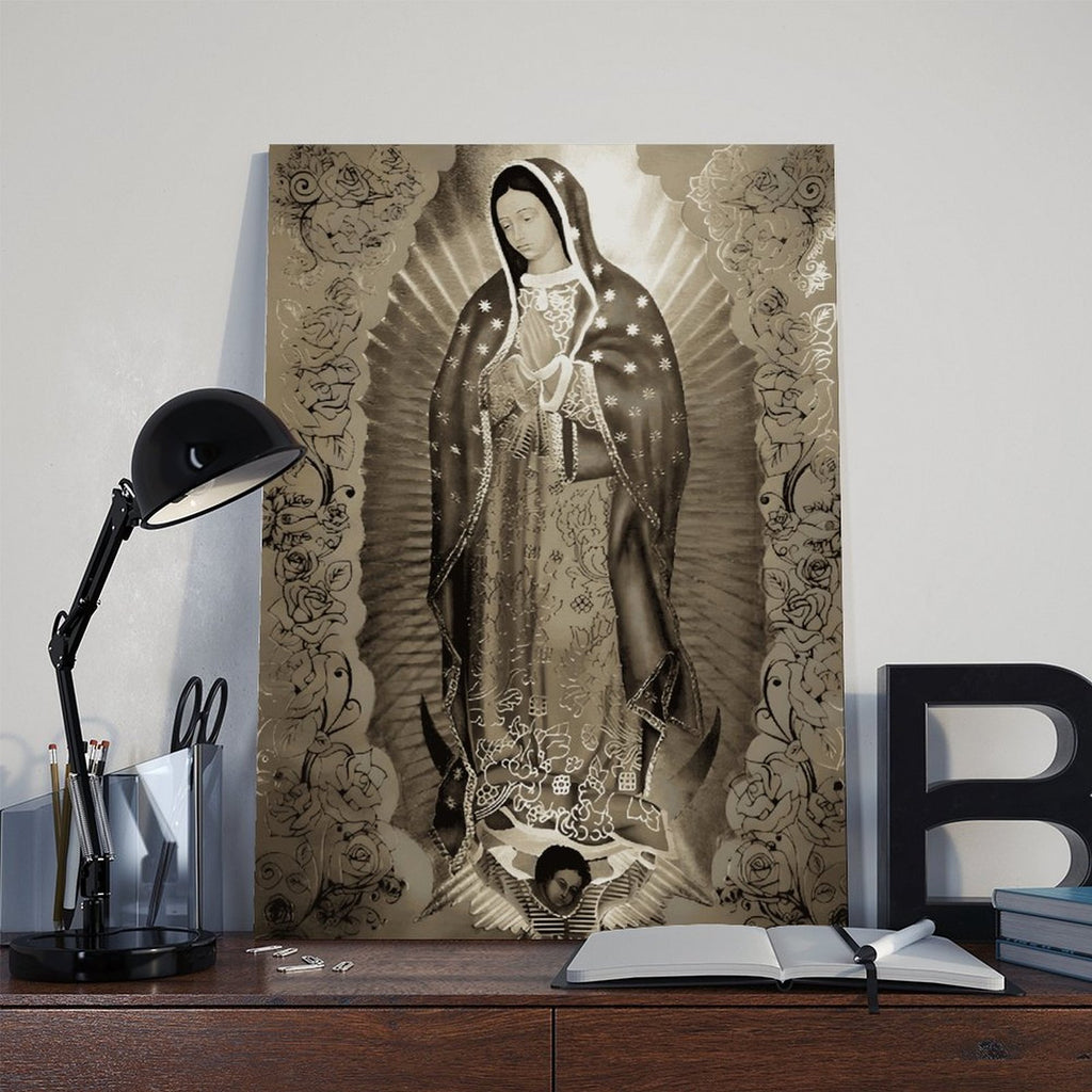 Our Lady of Guadalupe devotional figure in devotional art style — Wrapped Canvas SCENE_06