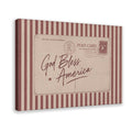 vintage patriotic postcard with God Bless America lettering in typography art style — Wrapped Canvas HERO