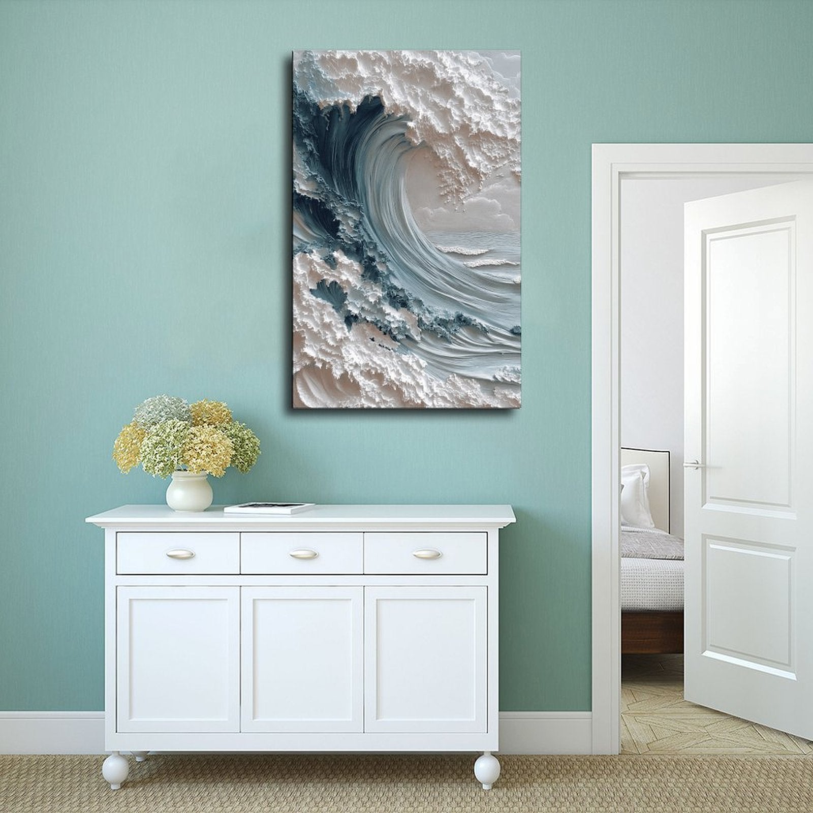curling ocean wave in seascape art style — Wrapped Canvas SCENE_02