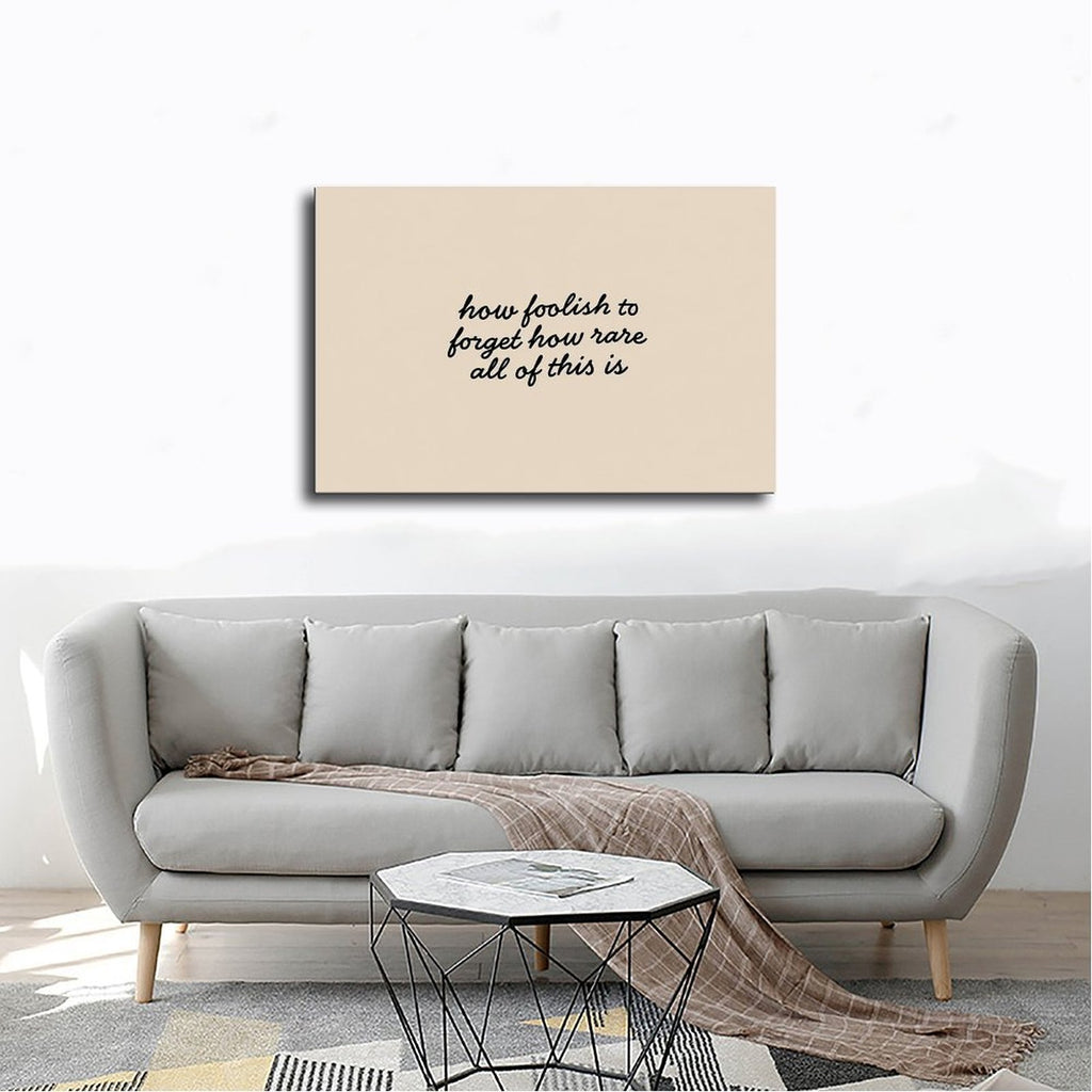 handwritten reflective quote on a warm neutral field in black, warm cream tones — Wrapped Canvas SCENE_02