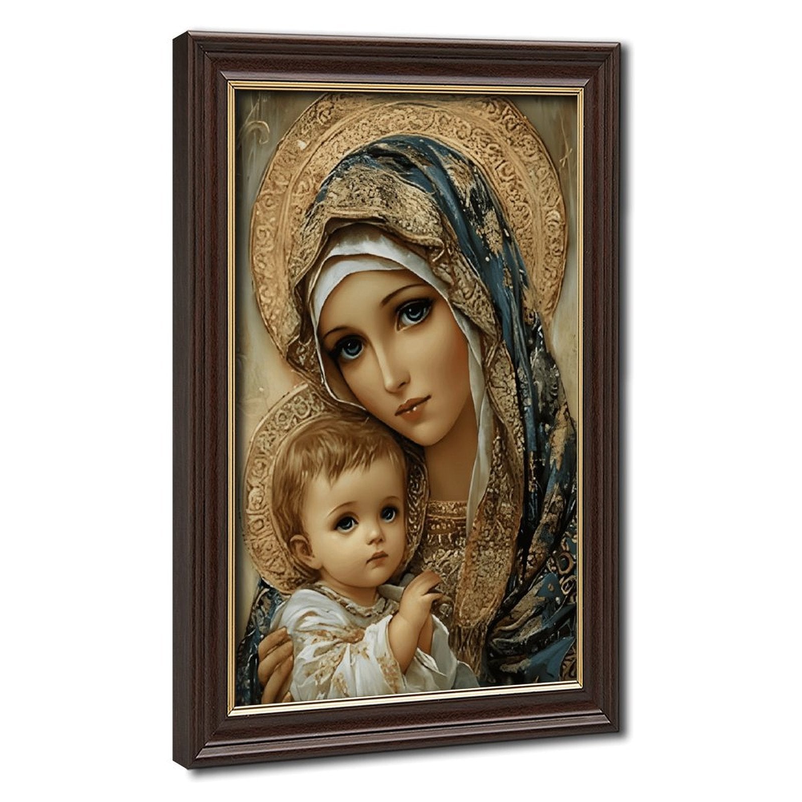 madonna with child devotional christian — Wood Grain Gold Frame HERO