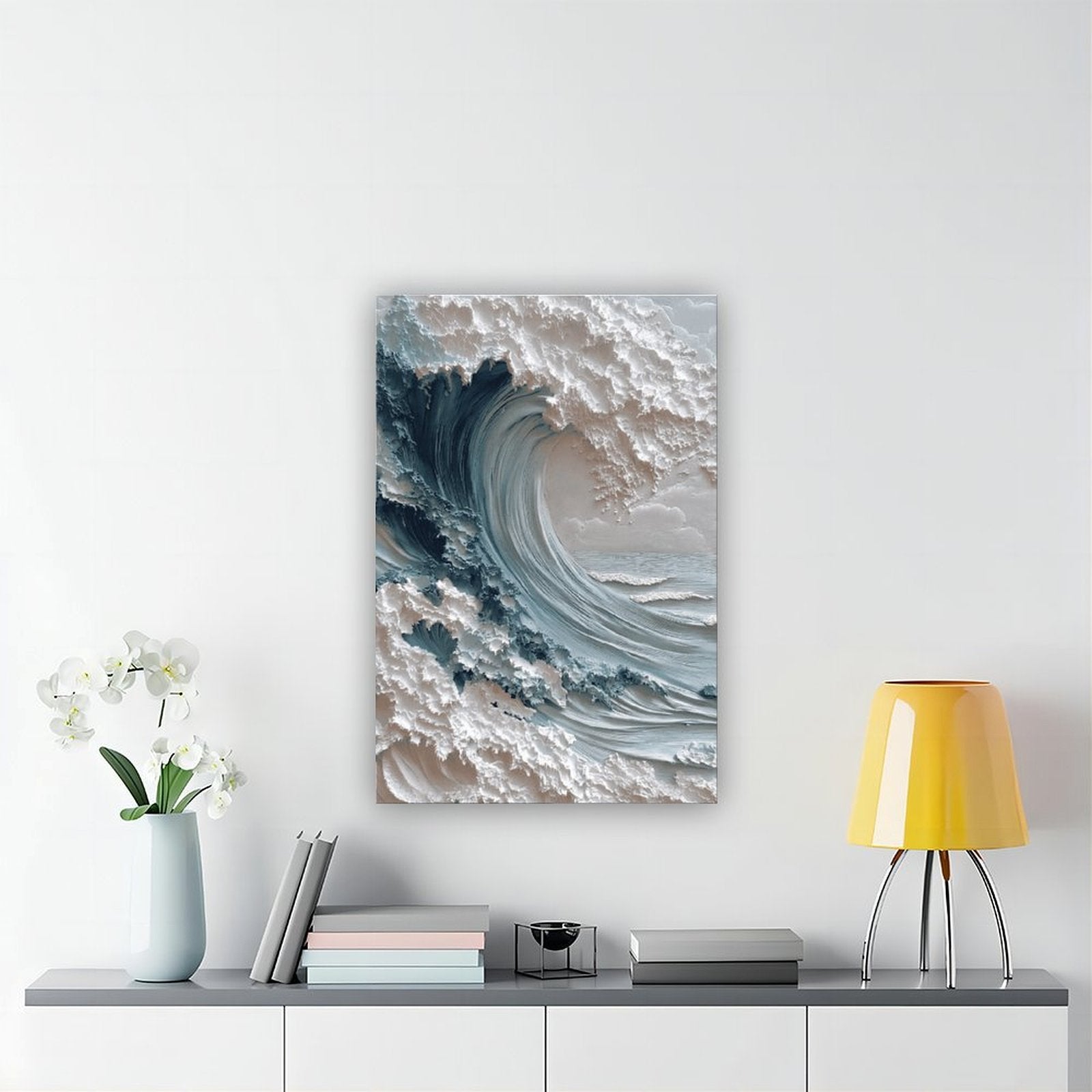 curling ocean wave in seascape art style — Wrapped Canvas SCENE_04