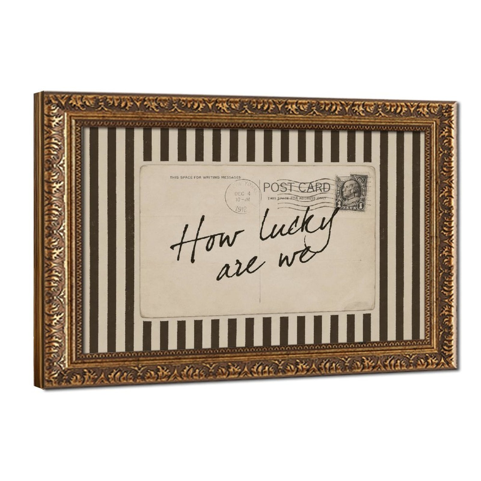 handwritten gratitude quote on a vintage postcard in cream, black, sepia tones — Vintage Gold Frame HERO