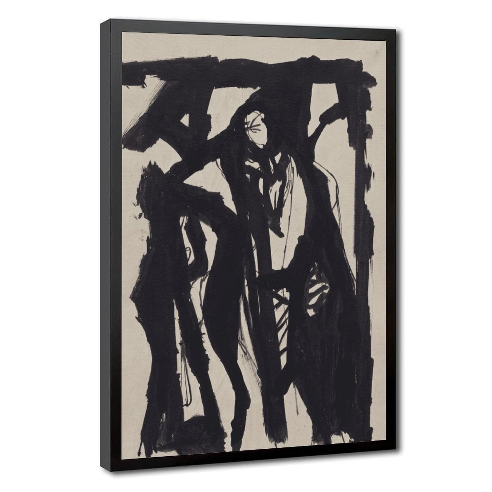 expressive black gestural human figures in gestural abstraction style — Black Frame HERO