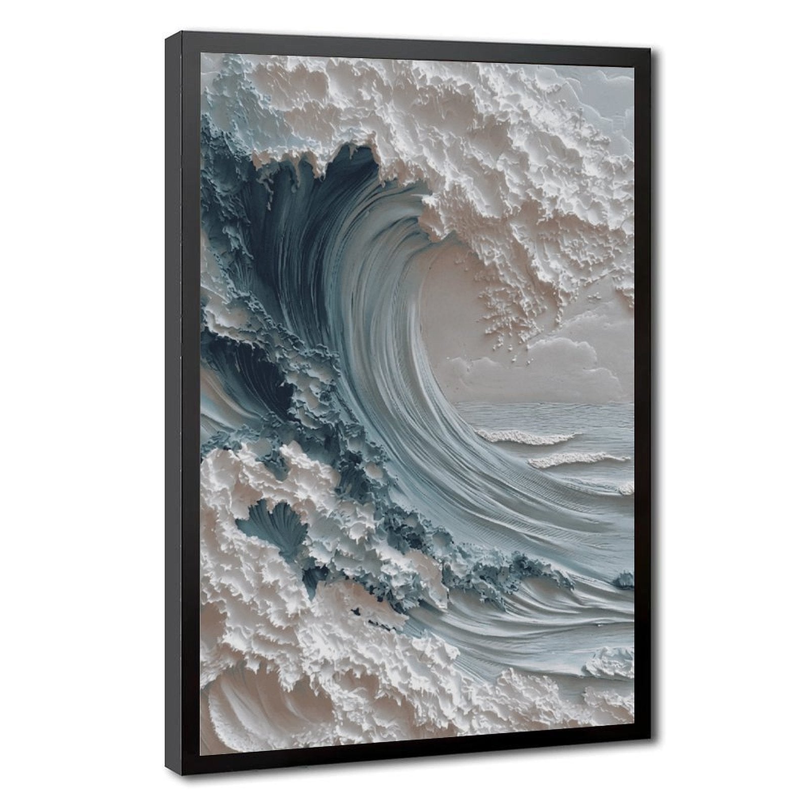 curling ocean wave in seascape art style — Black Frame HERO