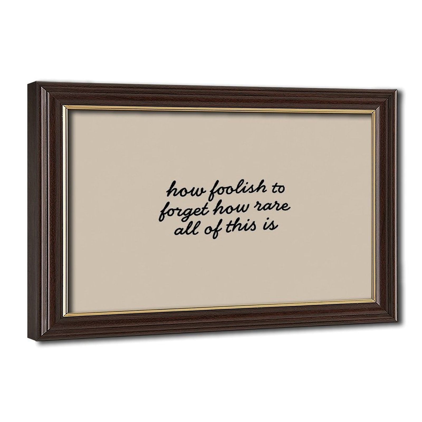 handwritten reflective quote on a warm neutral field in black, warm cream tones — Wood Grain Gold Frame HERO