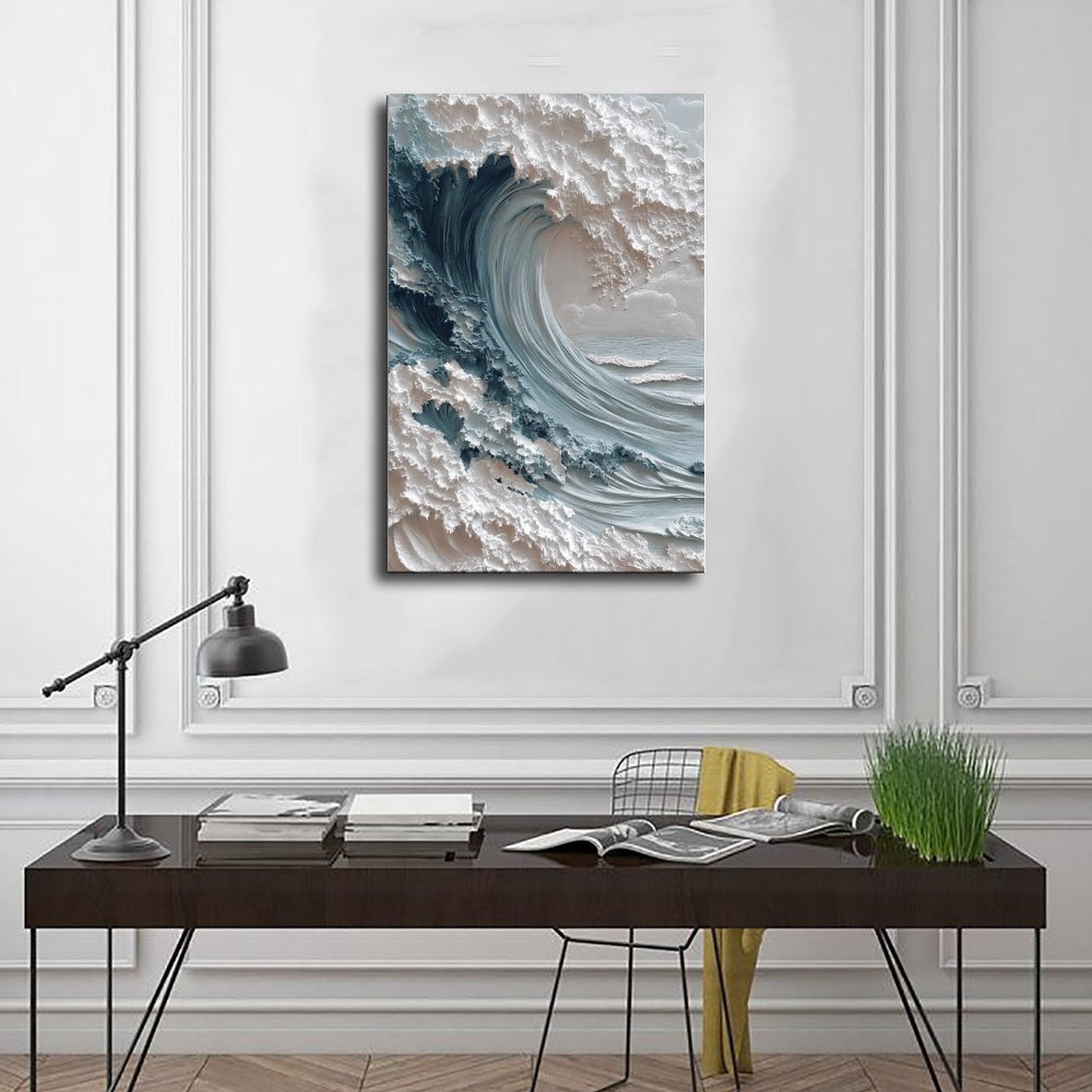 curling ocean wave in seascape art style — Wrapped Canvas SCENE_01