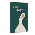 white goose beneath cheeky typography in deep teal, white, pink tones — Wrapped Canvas HERO
