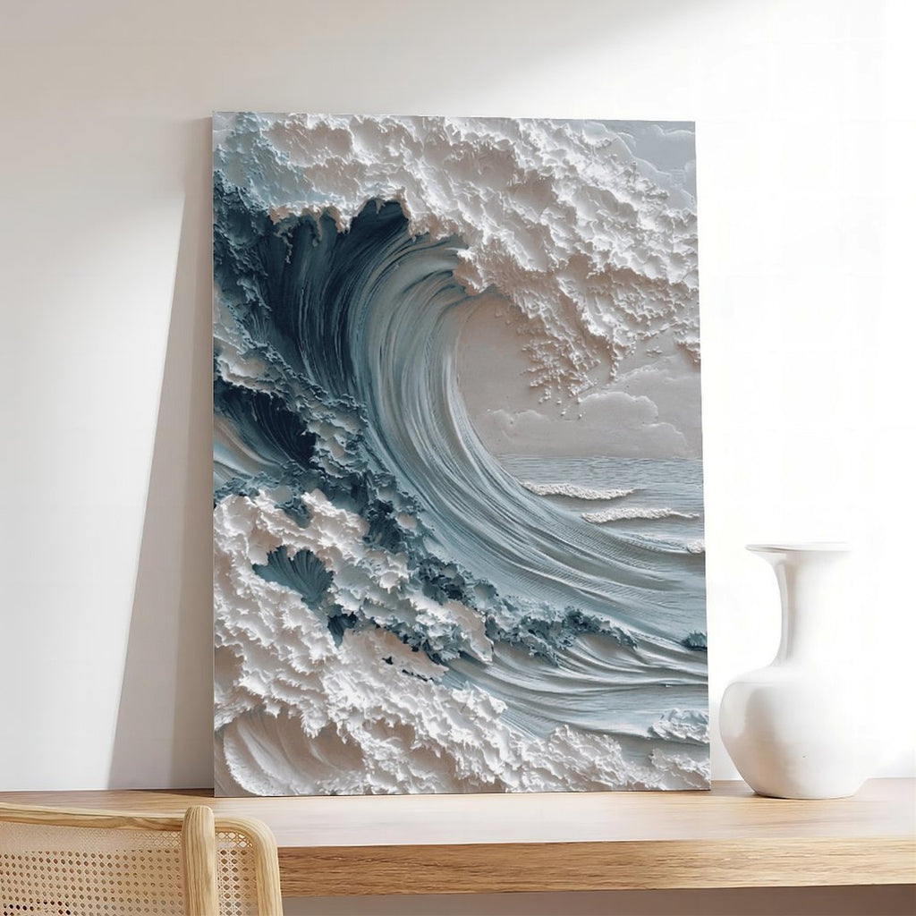 curling ocean wave in seascape art style — Wrapped Canvas SCENE_05