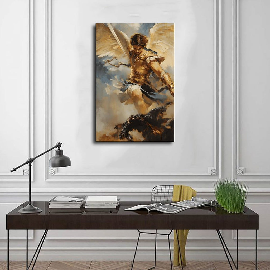 warrior angel sacred battle christian — Wrapped Canvas SCENE_01