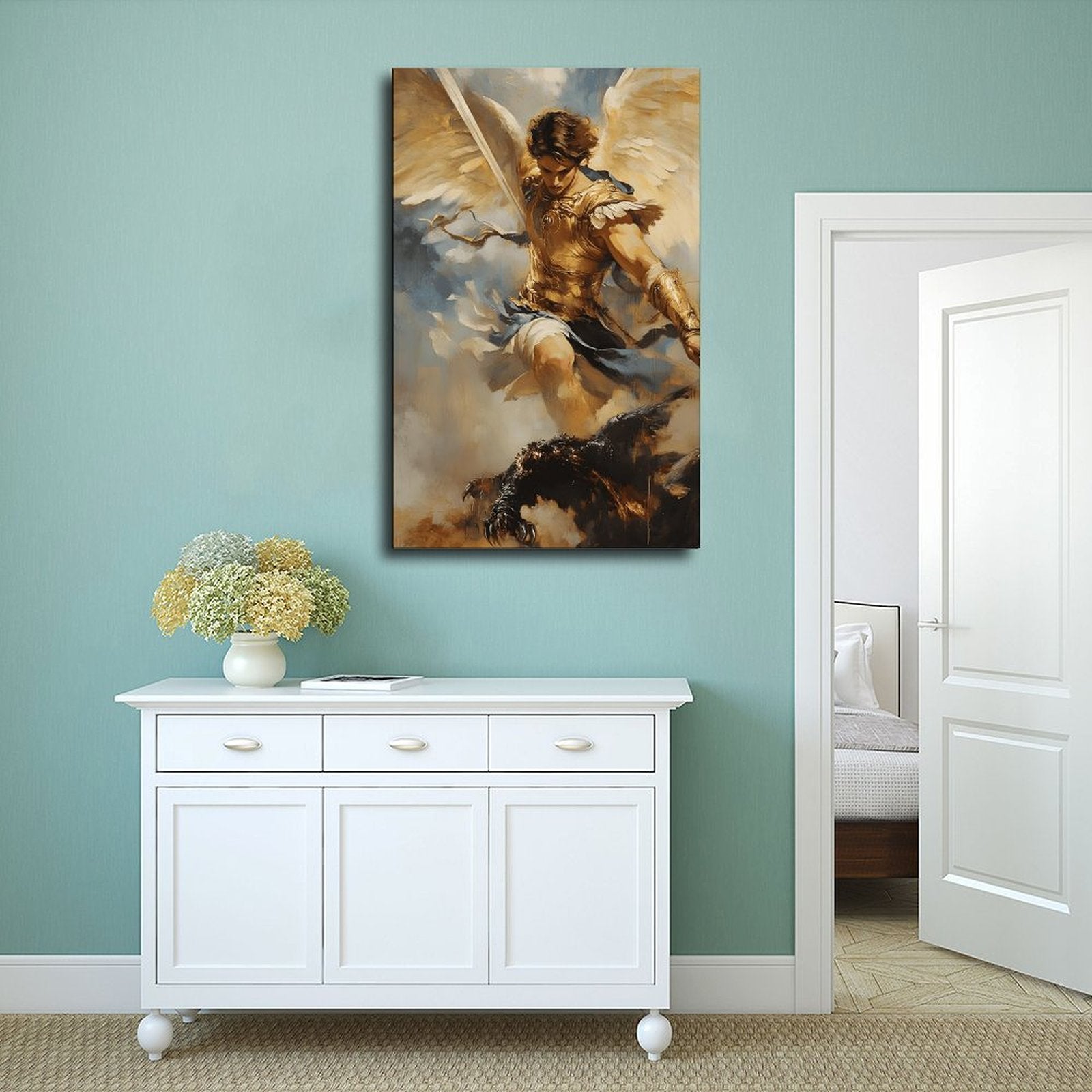 warrior angel sacred battle christian — Wrapped Canvas SCENE_02