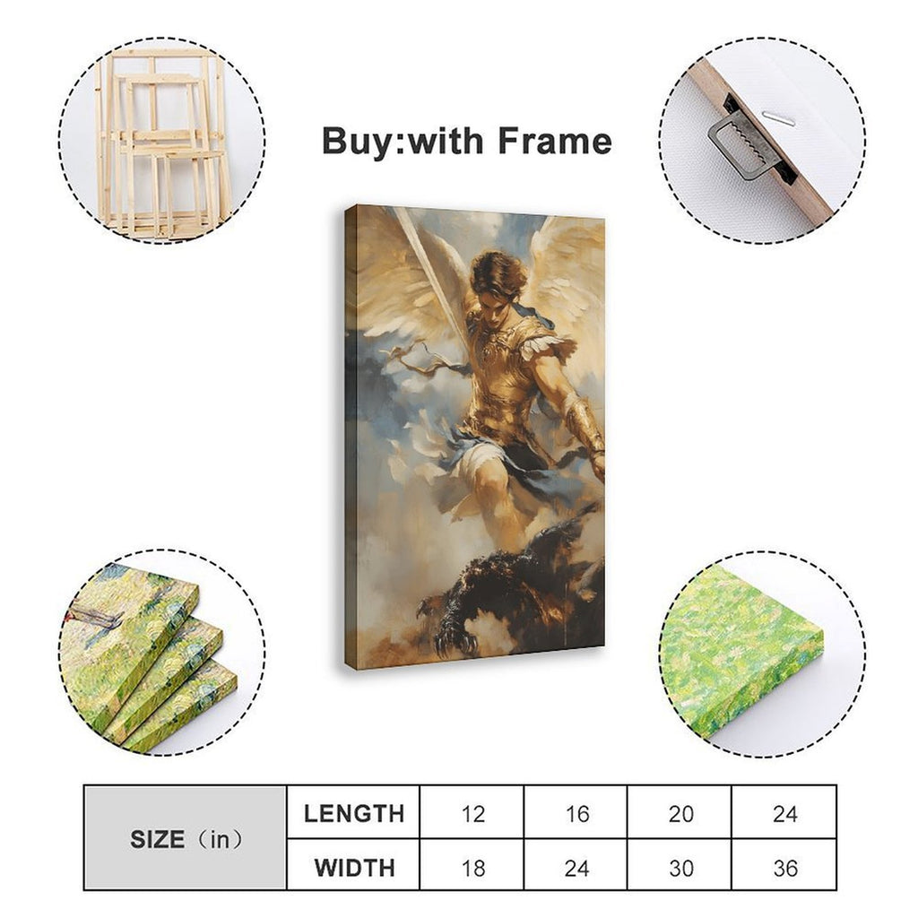 warrior angel sacred battle christian — Wrapped Canvas SIZE_GUIDE