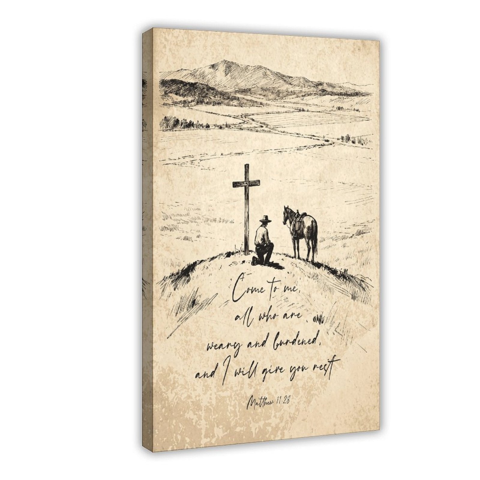 cross and handwritten prayer christian — Wrapped Canvas HERO