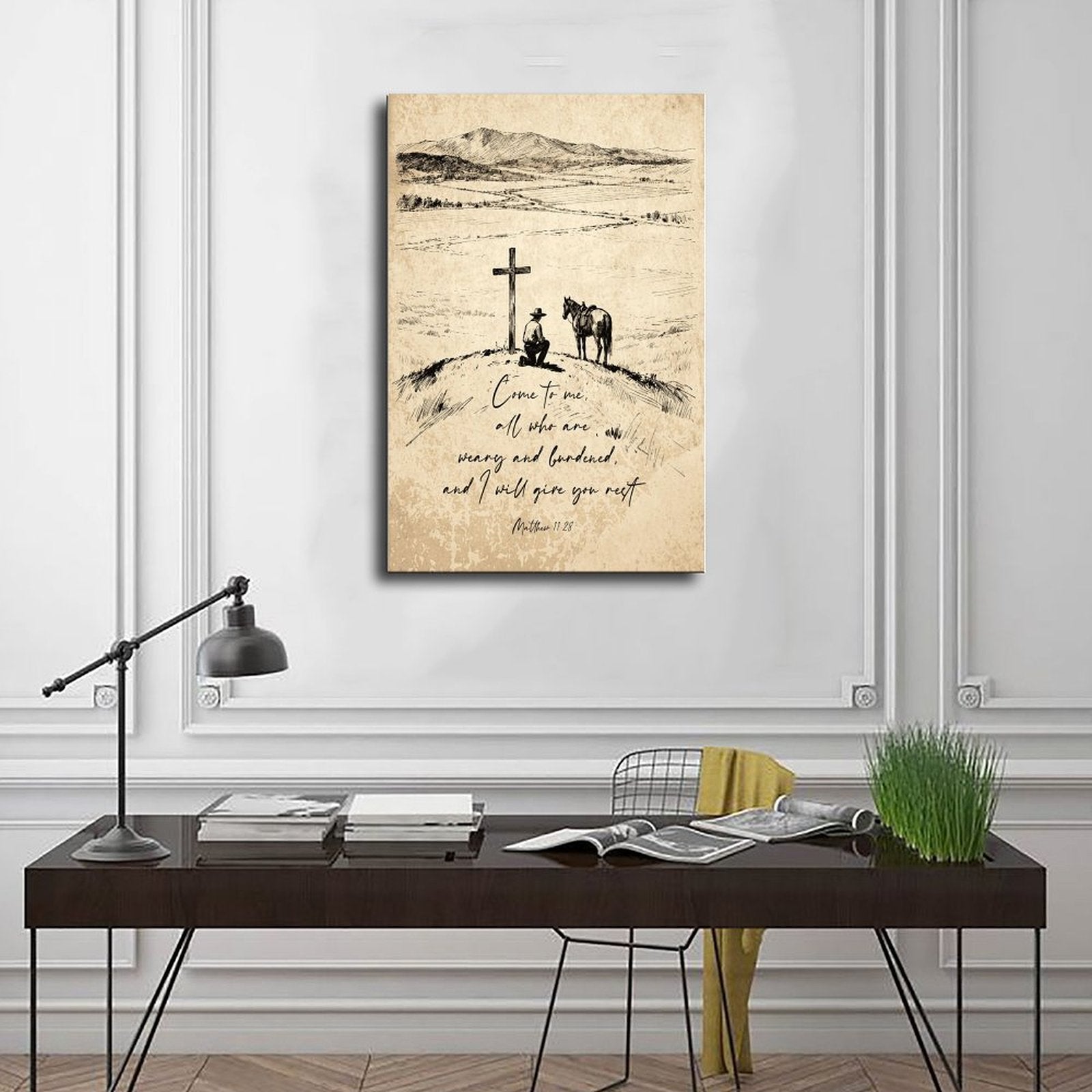 cross and handwritten prayer christian — Wrapped Canvas SCENE_01