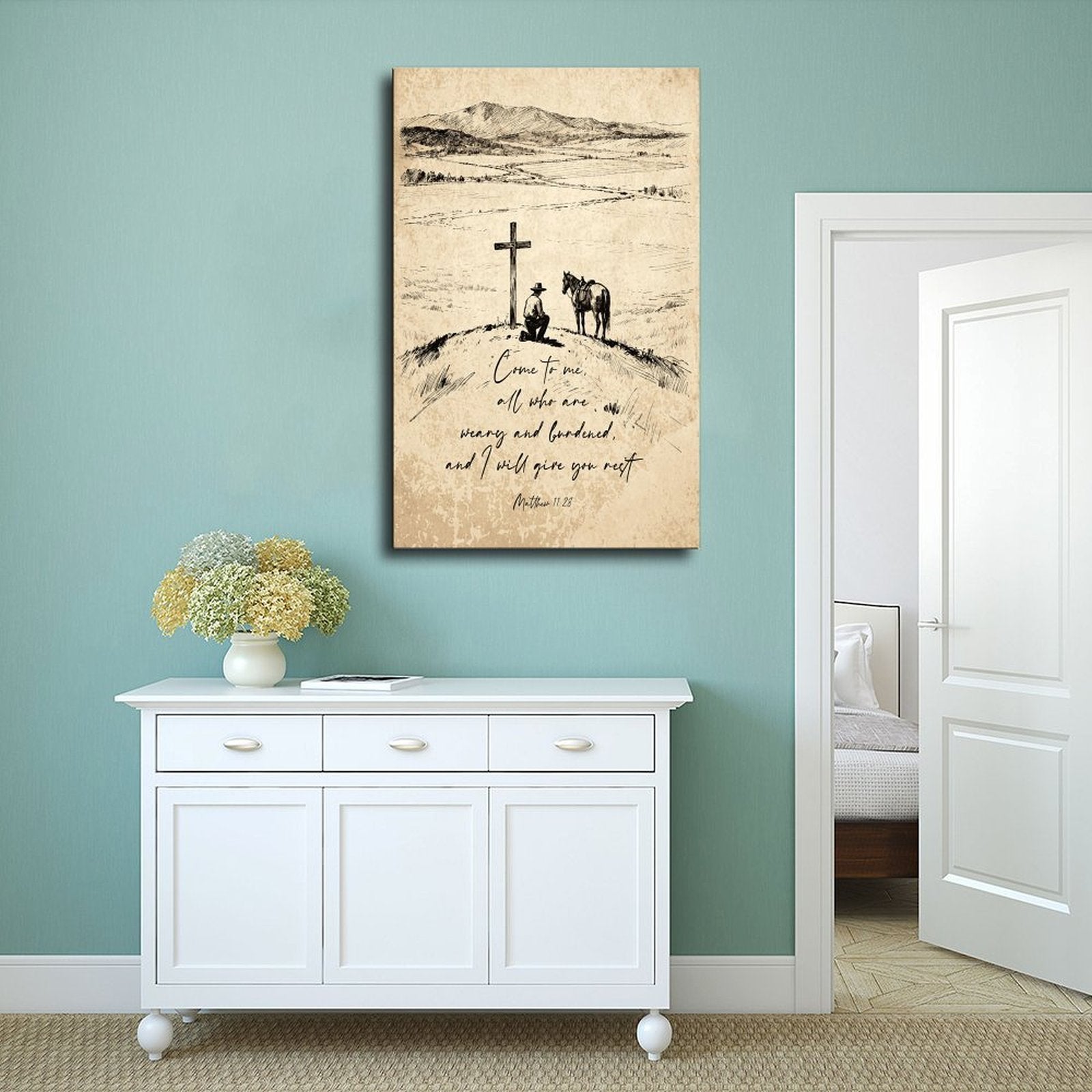 cross and handwritten prayer christian — Wrapped Canvas SCENE_02