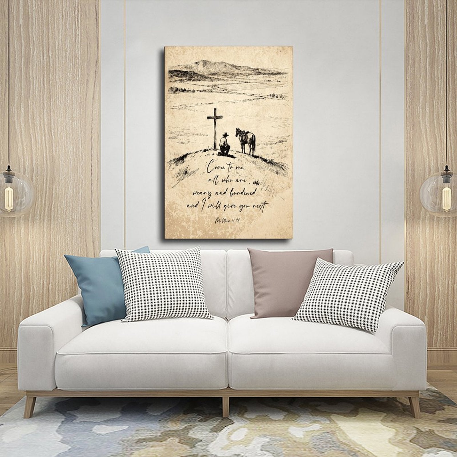 cross and handwritten prayer christian — Wrapped Canvas SCENE_03