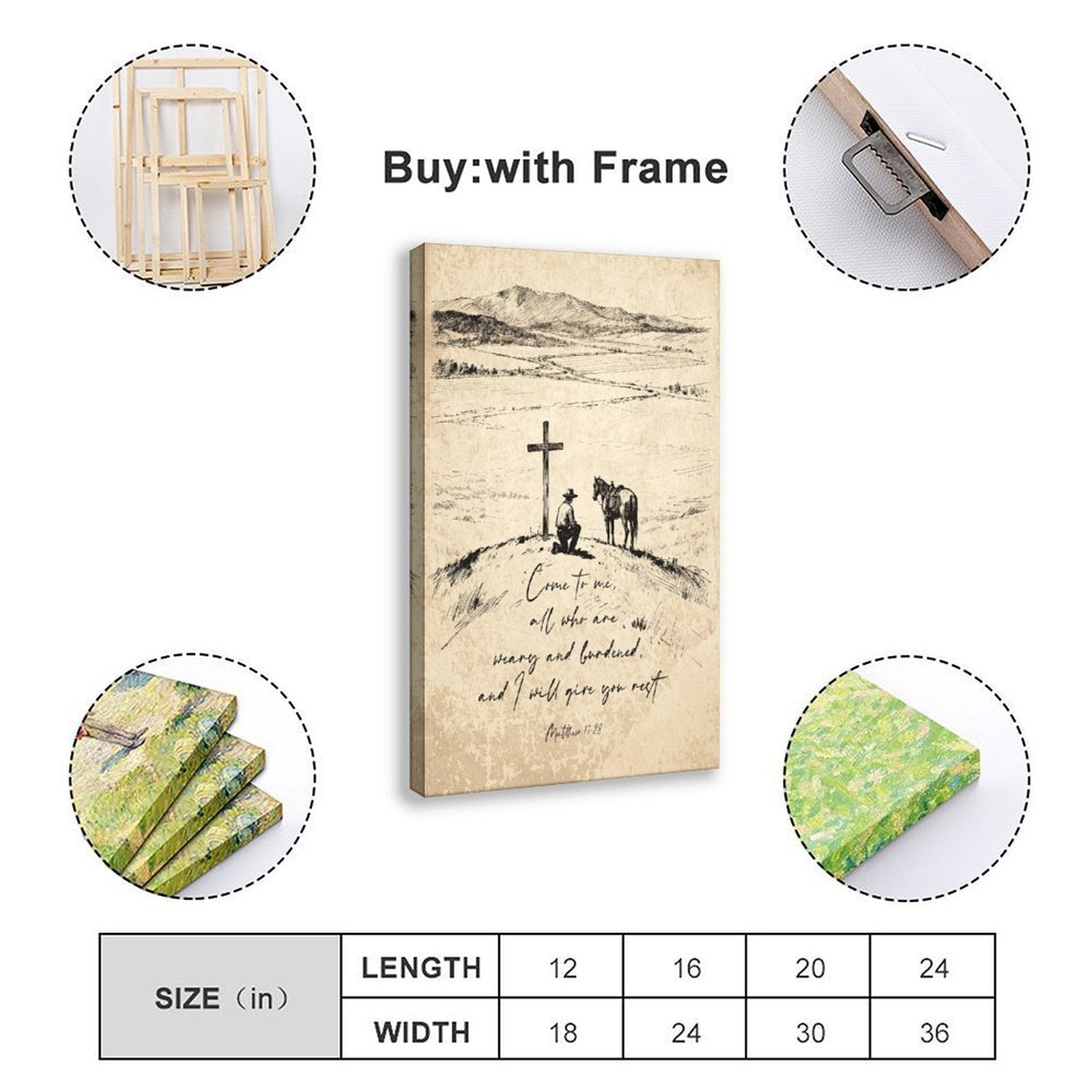 cross and handwritten prayer christian — Wrapped Canvas SIZE_GUIDE