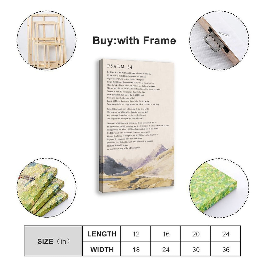 psalm 91 christian scripture — Wrapped Canvas SIZE_GUIDE