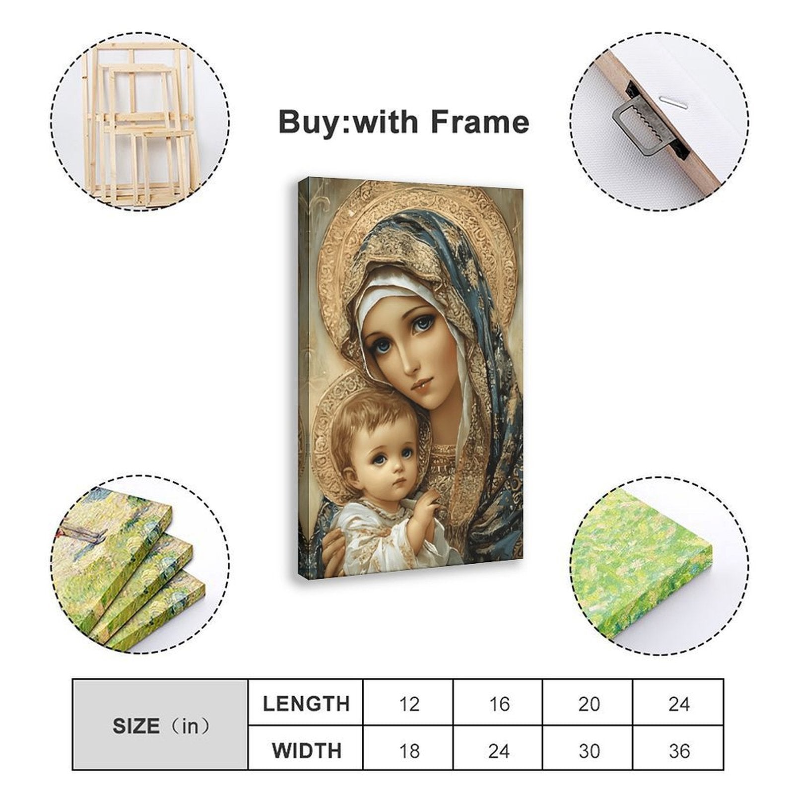 madonna with child devotional christian — Wrapped Canvas SIZE_GUIDE