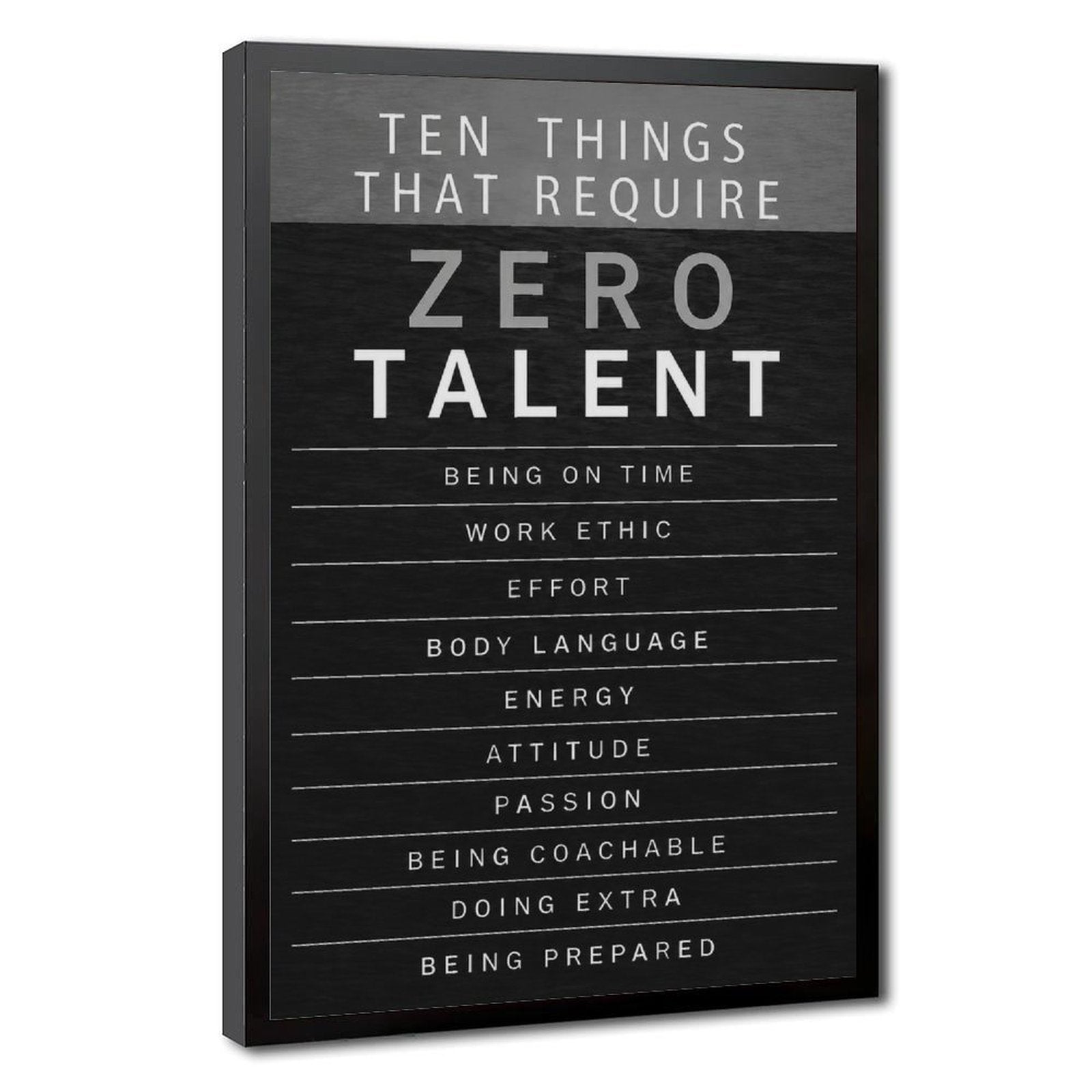 motivational list typography in charcoal, white, gray tones — Black Frame HERO