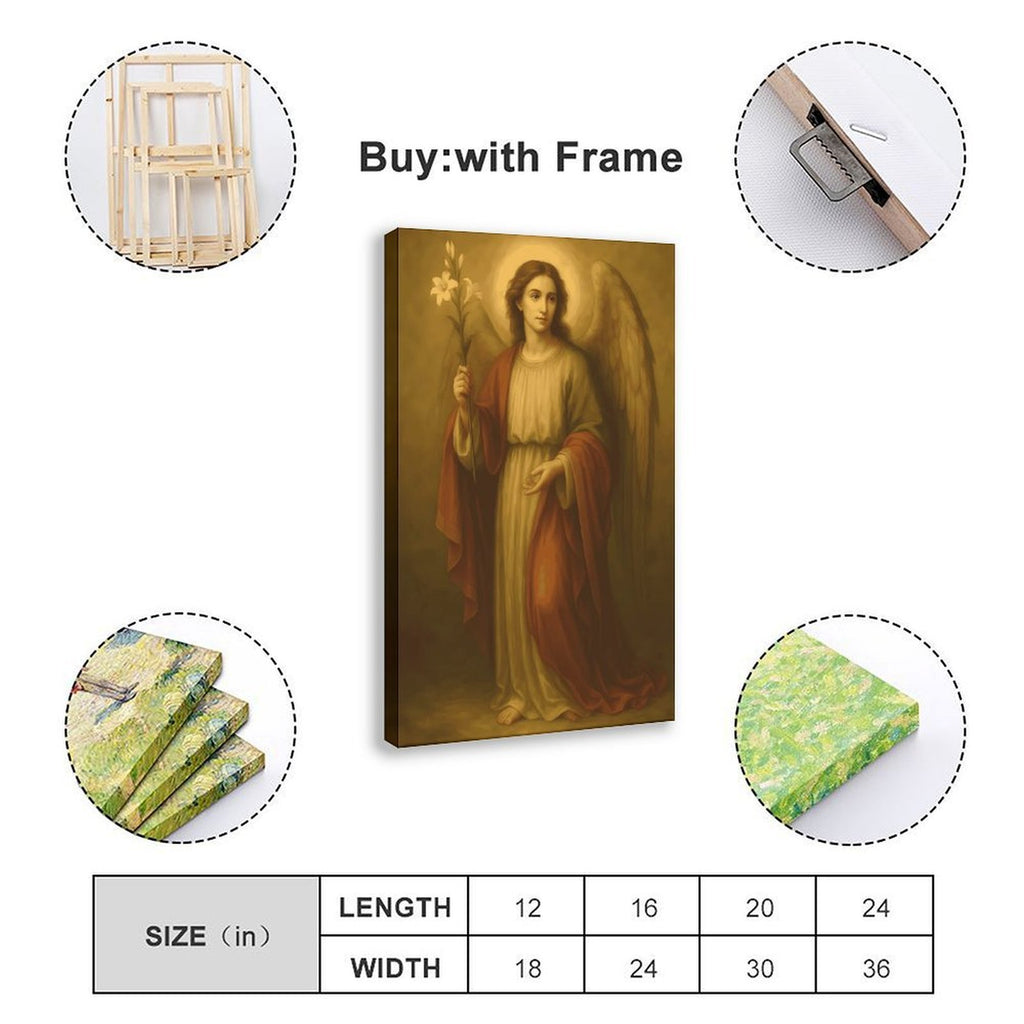 Golden Robed Saint Christian portrait canvas wall art — Wrapped Canvas SIZE_GUIDE