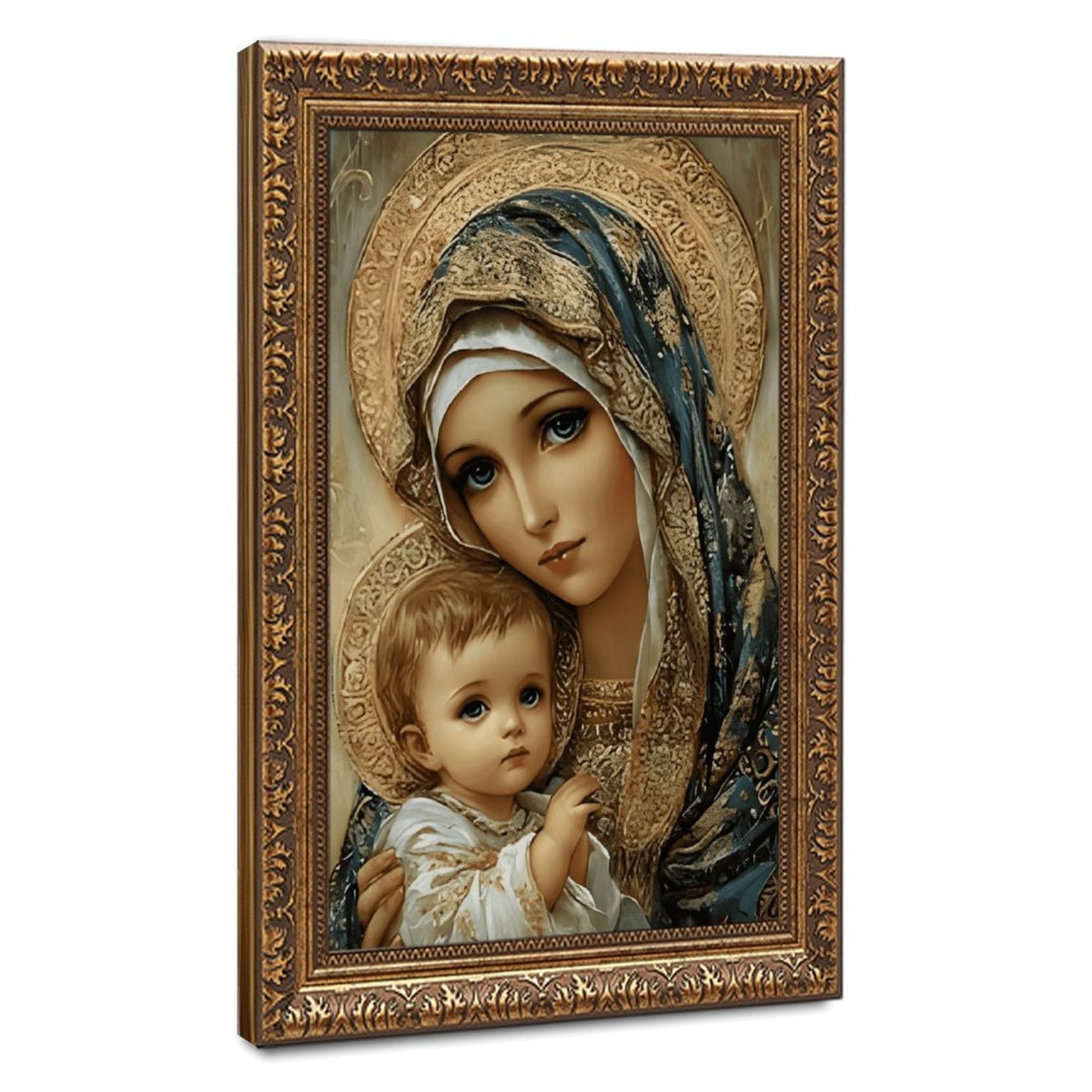 madonna with child devotional christian — Vintage Gold Frame HERO