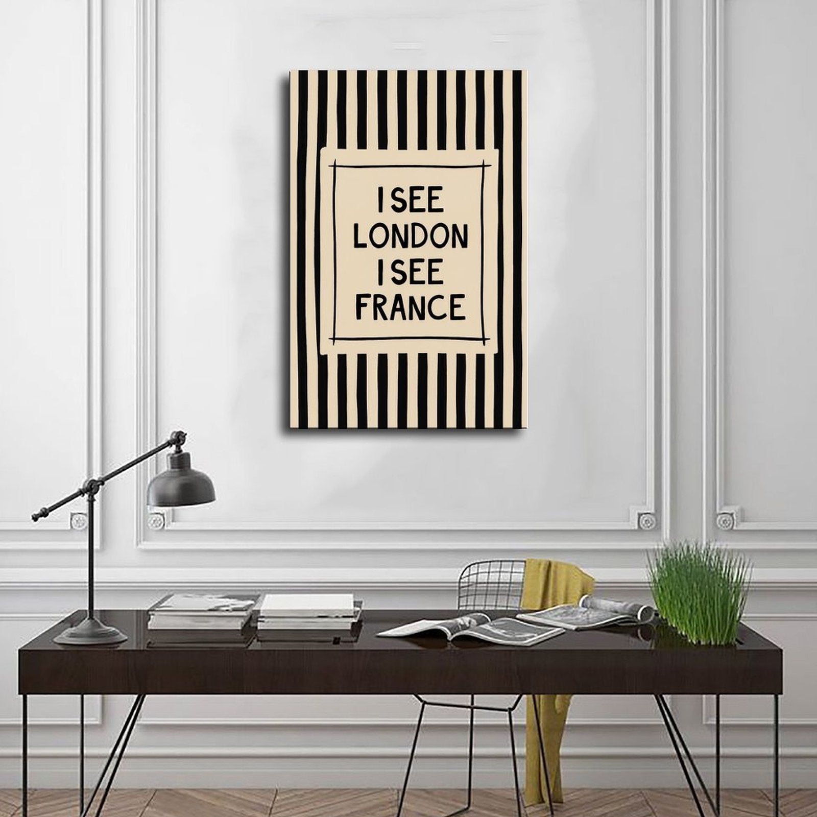bold black-and-cream striped typography in black, cream tones — Wrapped Canvas SCENE_01