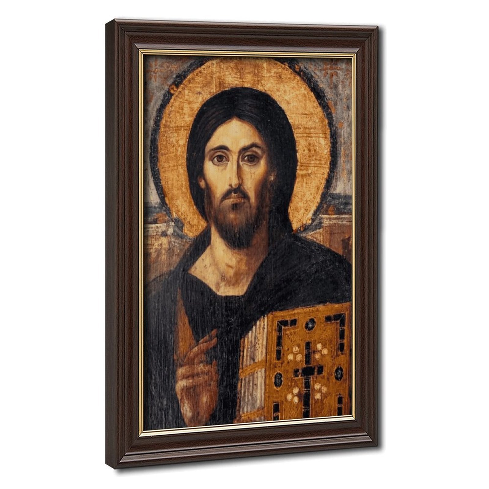 sacred christ icon christian — Wood Grain Gold Frame HERO