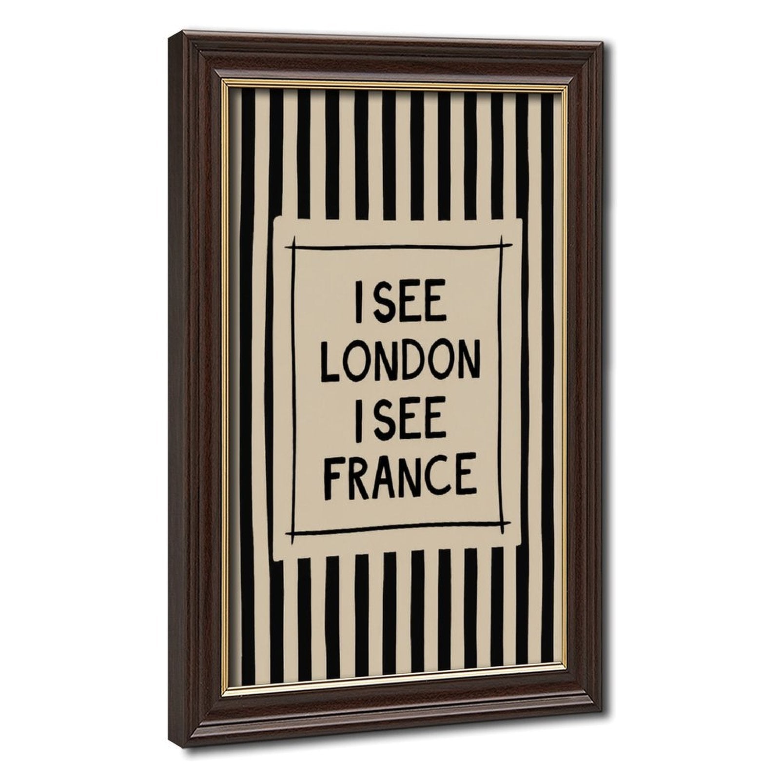 bold black-and-cream striped typography in black, cream tones — Wood Grain Gold Frame HERO