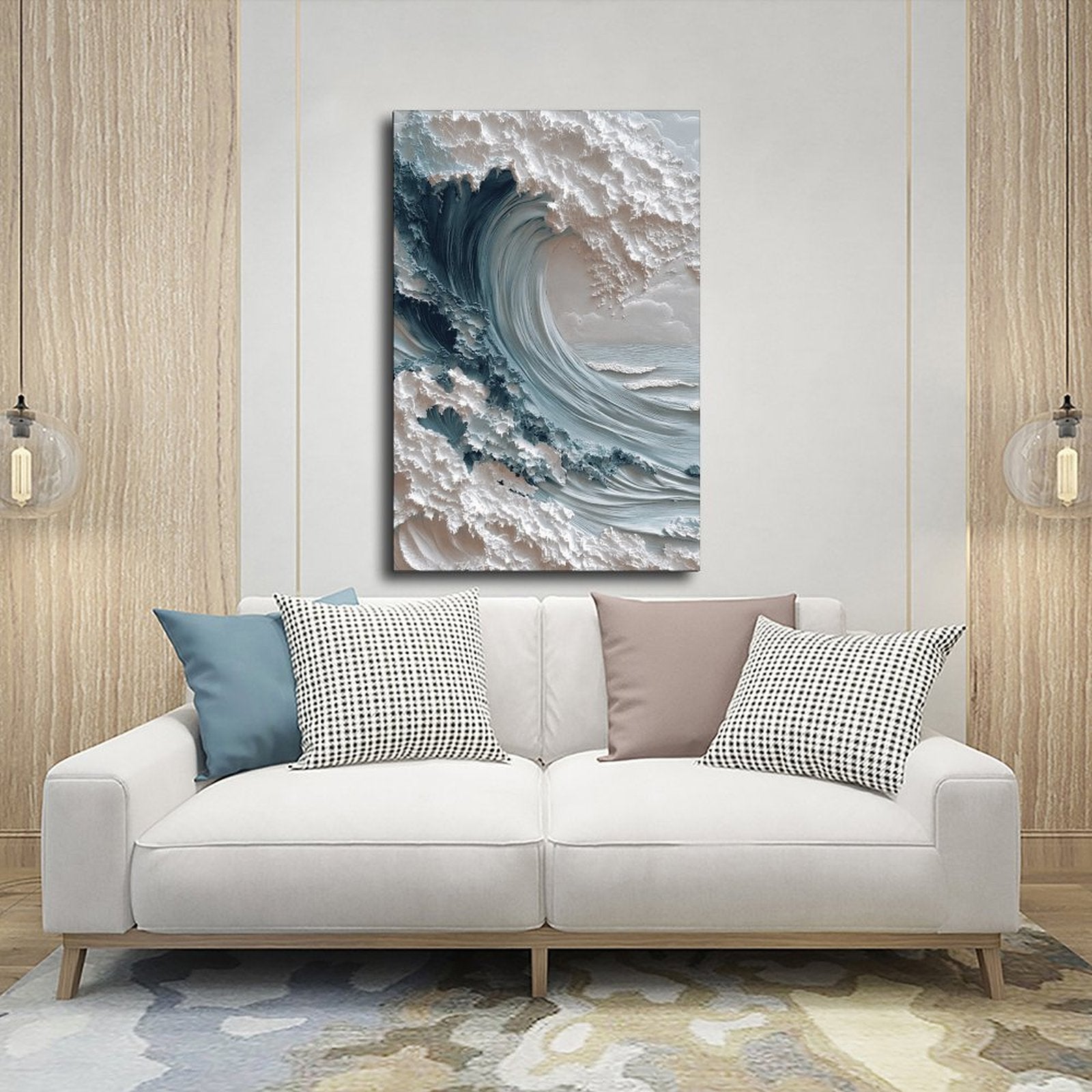 curling ocean wave in seascape art style — Wrapped Canvas SCENE_03