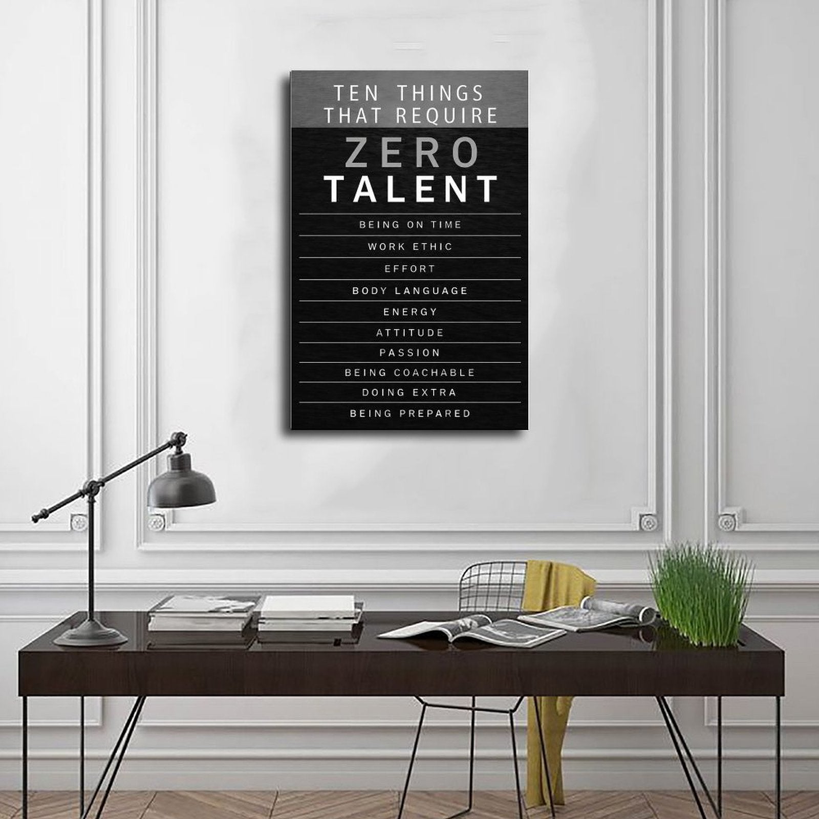 motivational list typography in charcoal, white, gray tones — Wrapped Canvas SCENE_01