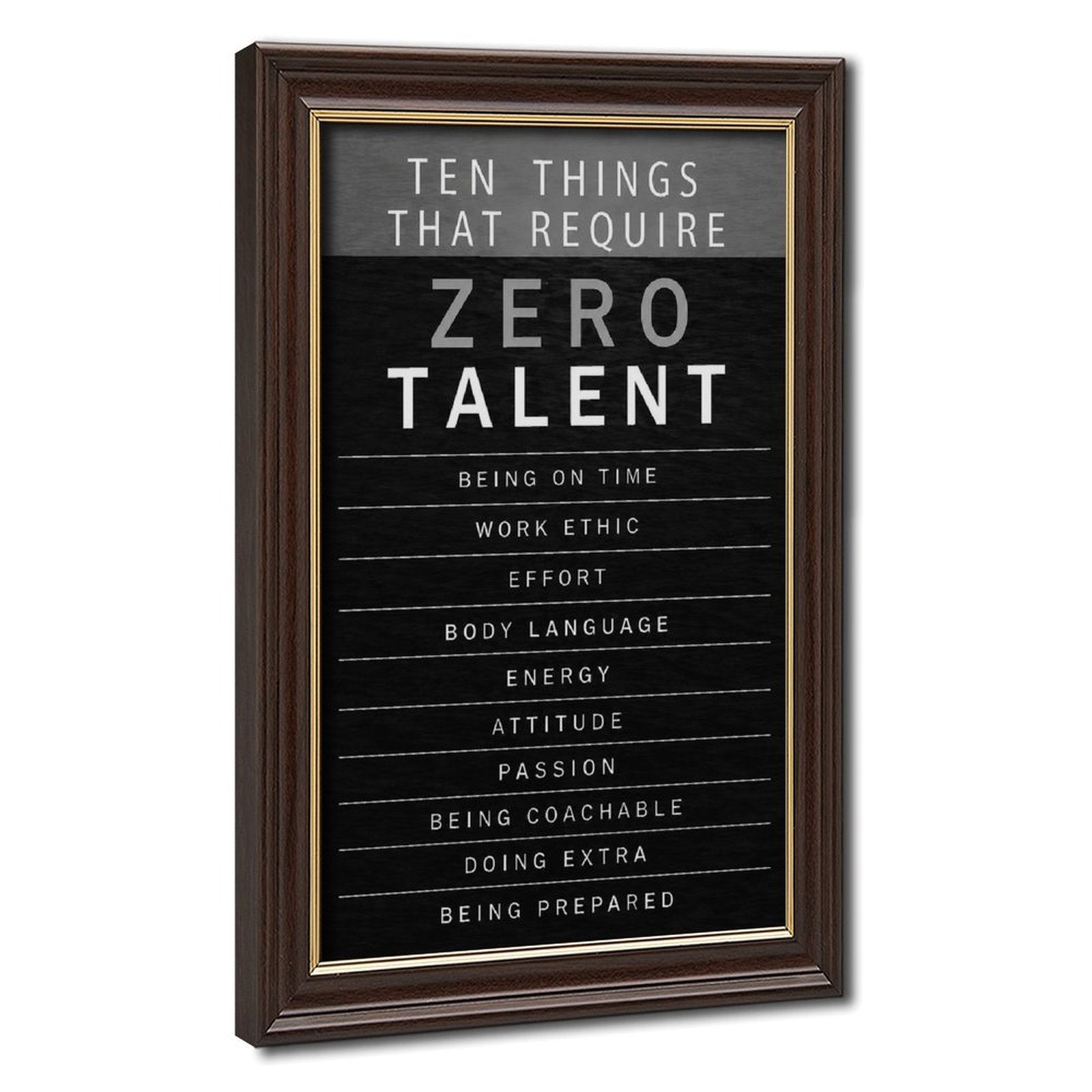 motivational list typography in charcoal, white, gray tones — Wood Grain Gold Frame HERO