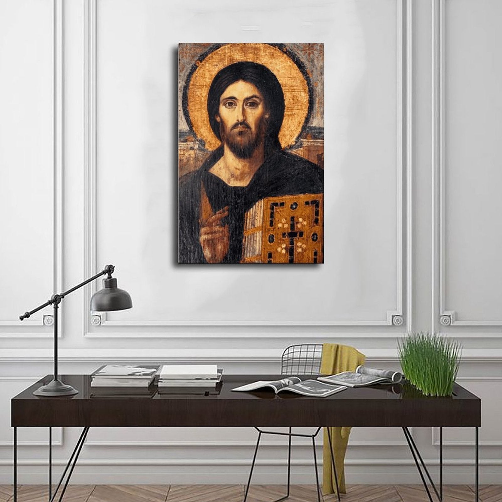 sacred christ icon christian — Wrapped Canvas SCENE_01