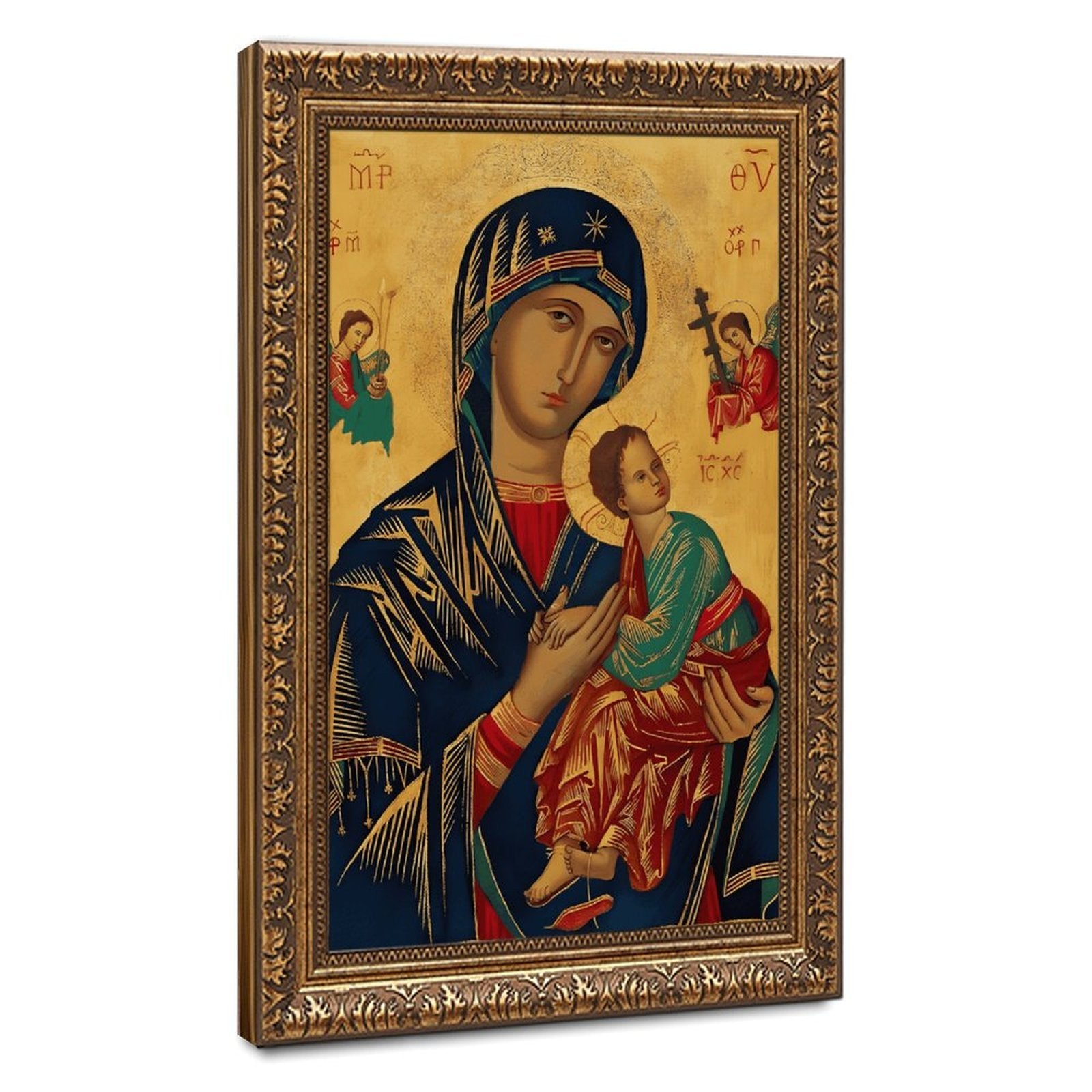 Madonna and Child icon in icon art style — Vintage Gold Frame HERO